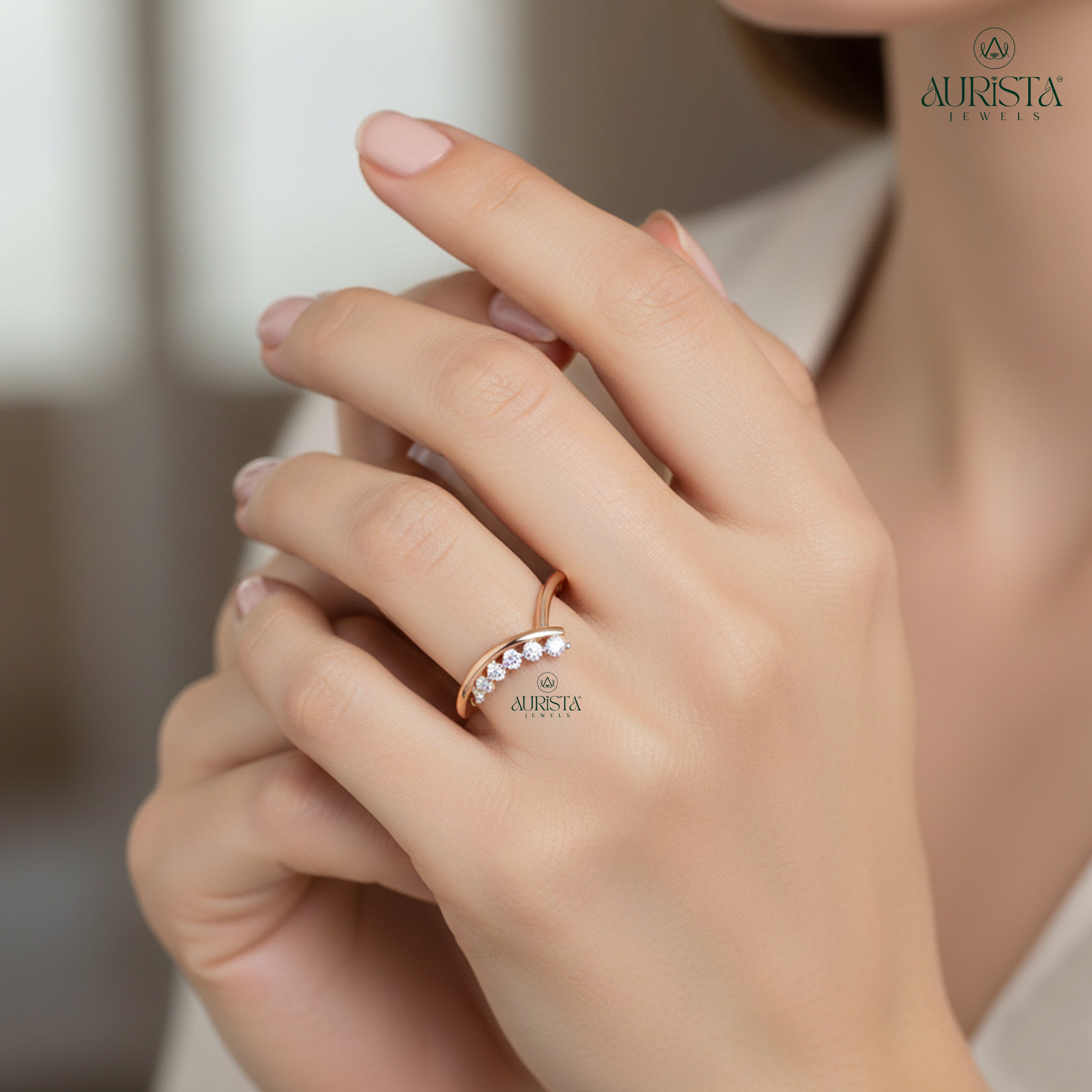 Forever Bound – Rose Gold Band with Round Diamond