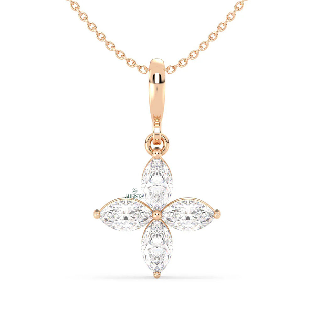 Radiant Glow Marquise Diamond Pendant in Rose Gold