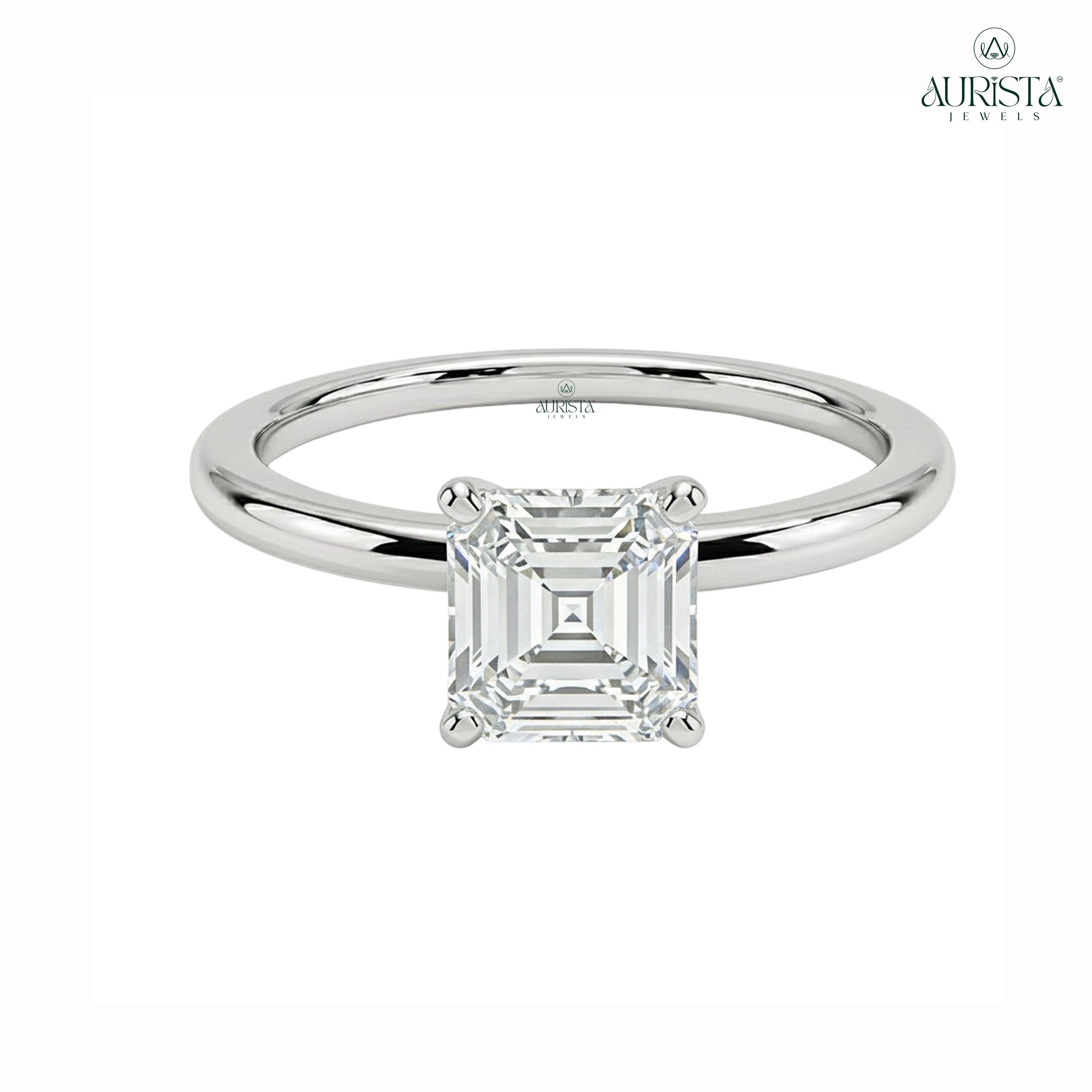 Forever Bound – White Gold Ring with Asscher Diamond