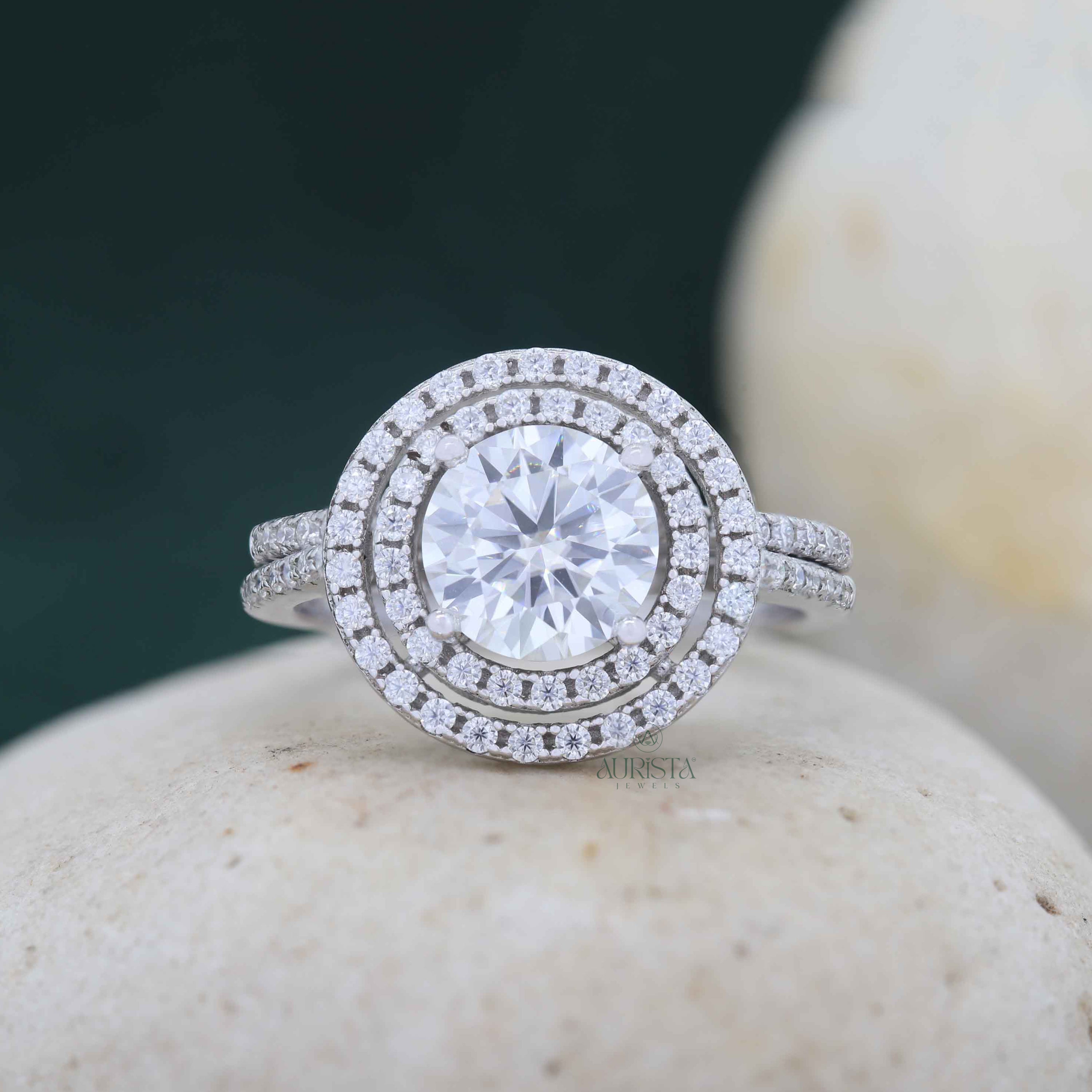 Gift of Love – Custom Round White Diamond Ring With Band