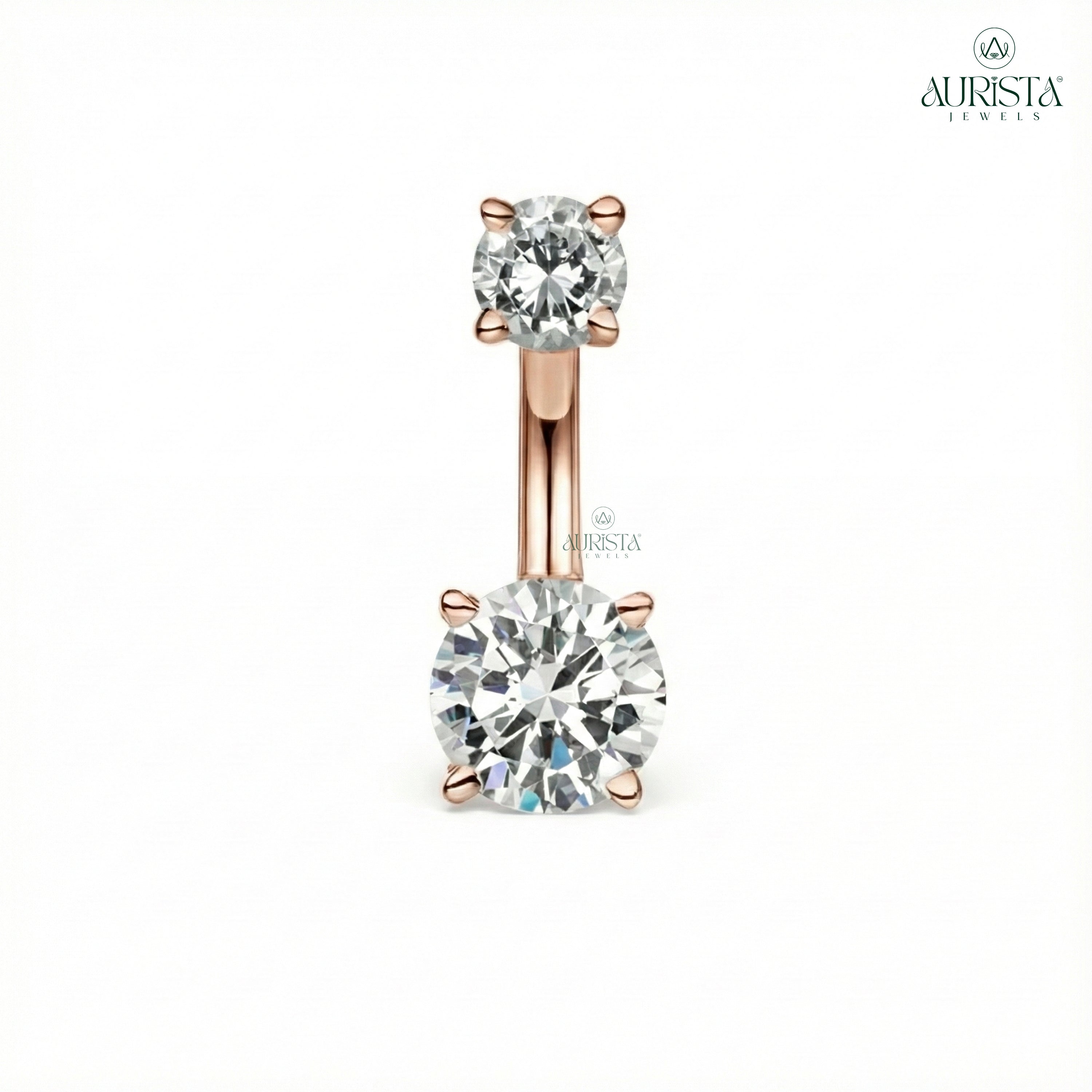 Infinite Love Rose Gold Round Diamond Navel Ring