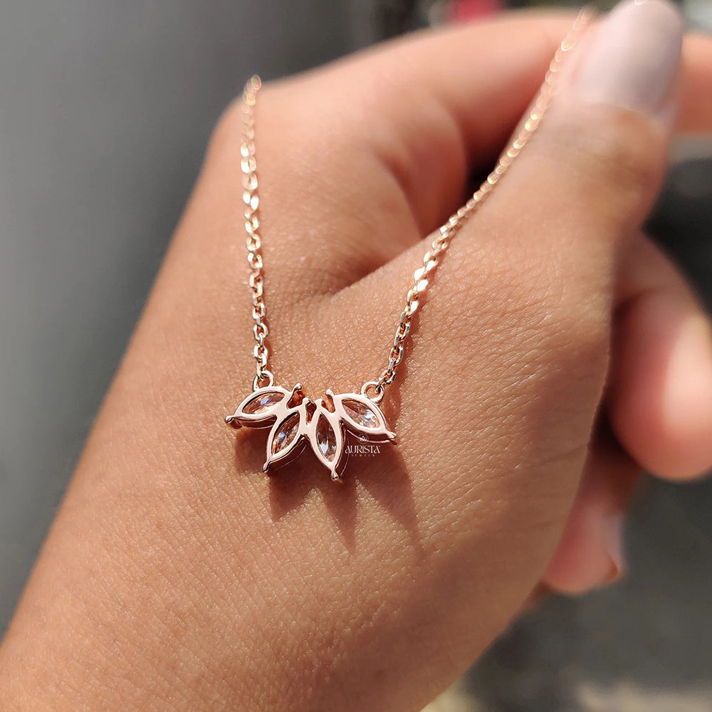 Radiant Glow Marquise Diamond Pendant in Rose Gold