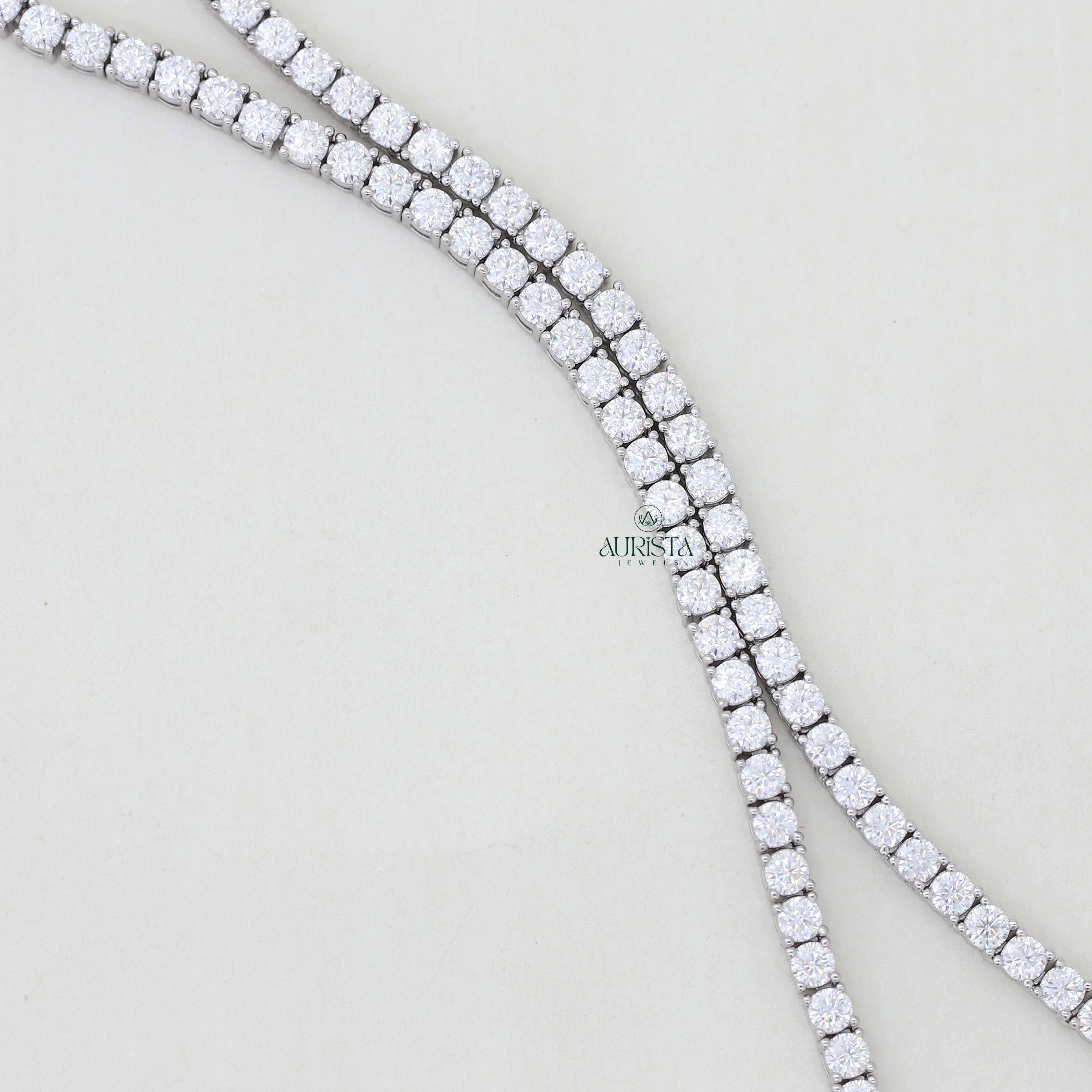 Whispers of Light – Moissanite Tennish Necklace with Round Diamonds