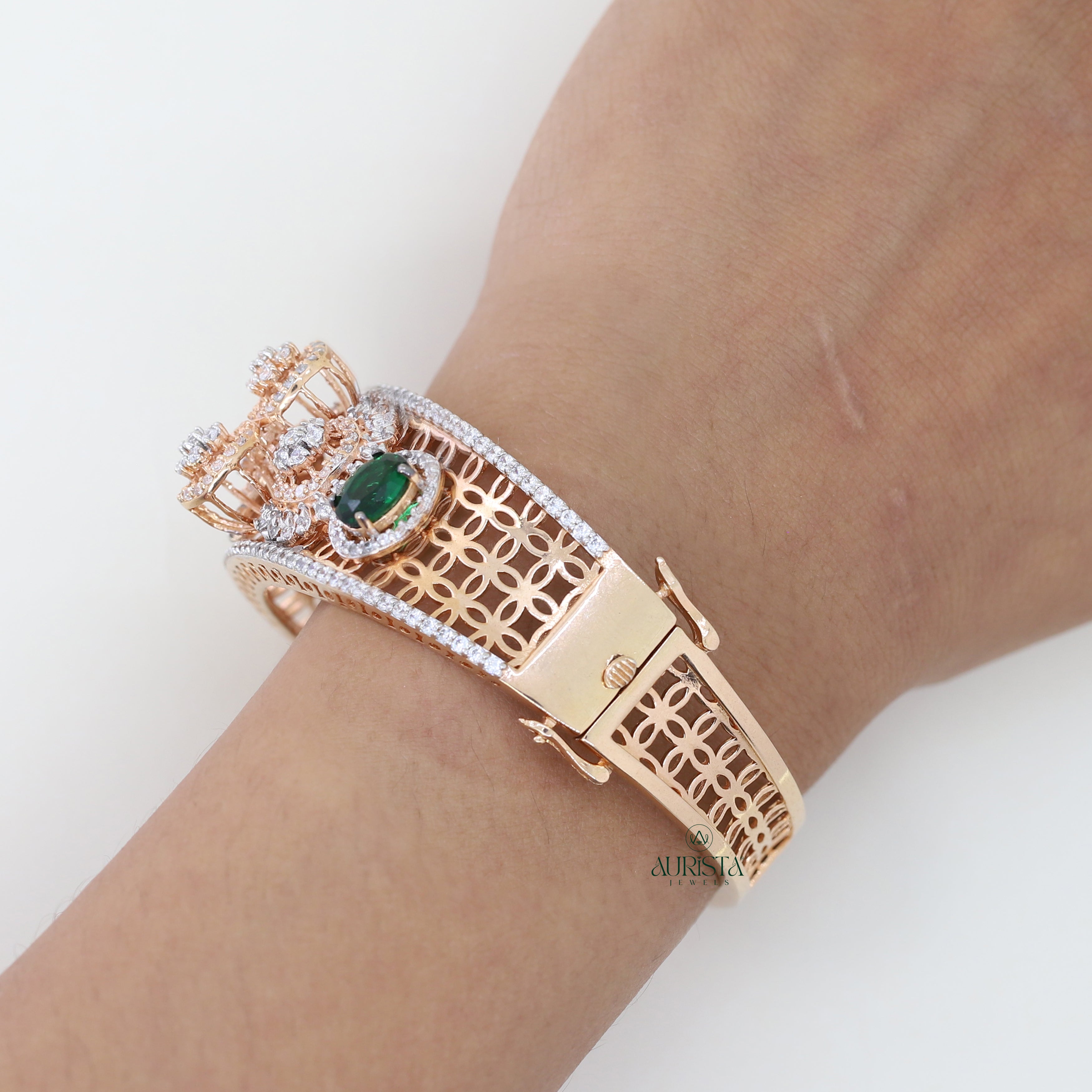 Moissanite Diamond Bracelet with Green stones