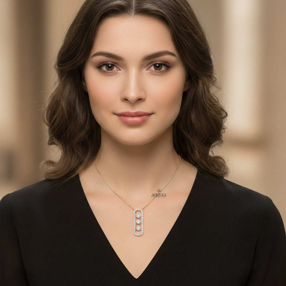 Classic Spark Round Diamond Pendant in Rose Gold