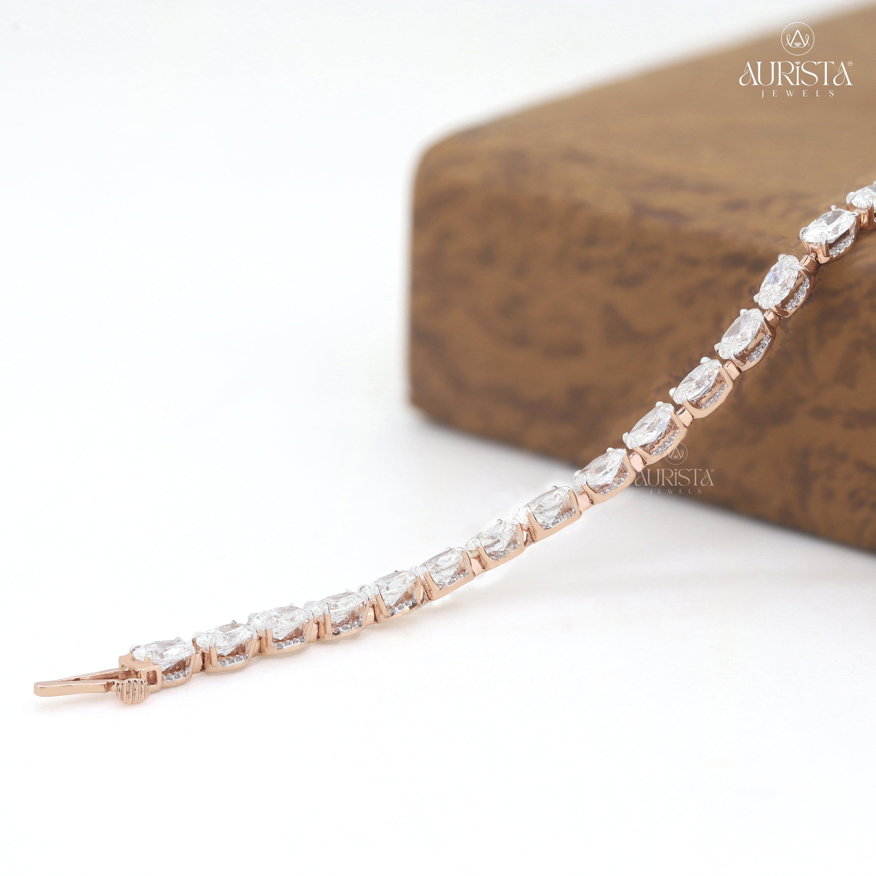 Endless Radiance – Rose Gold Oval Diamond Tennis Bracelet