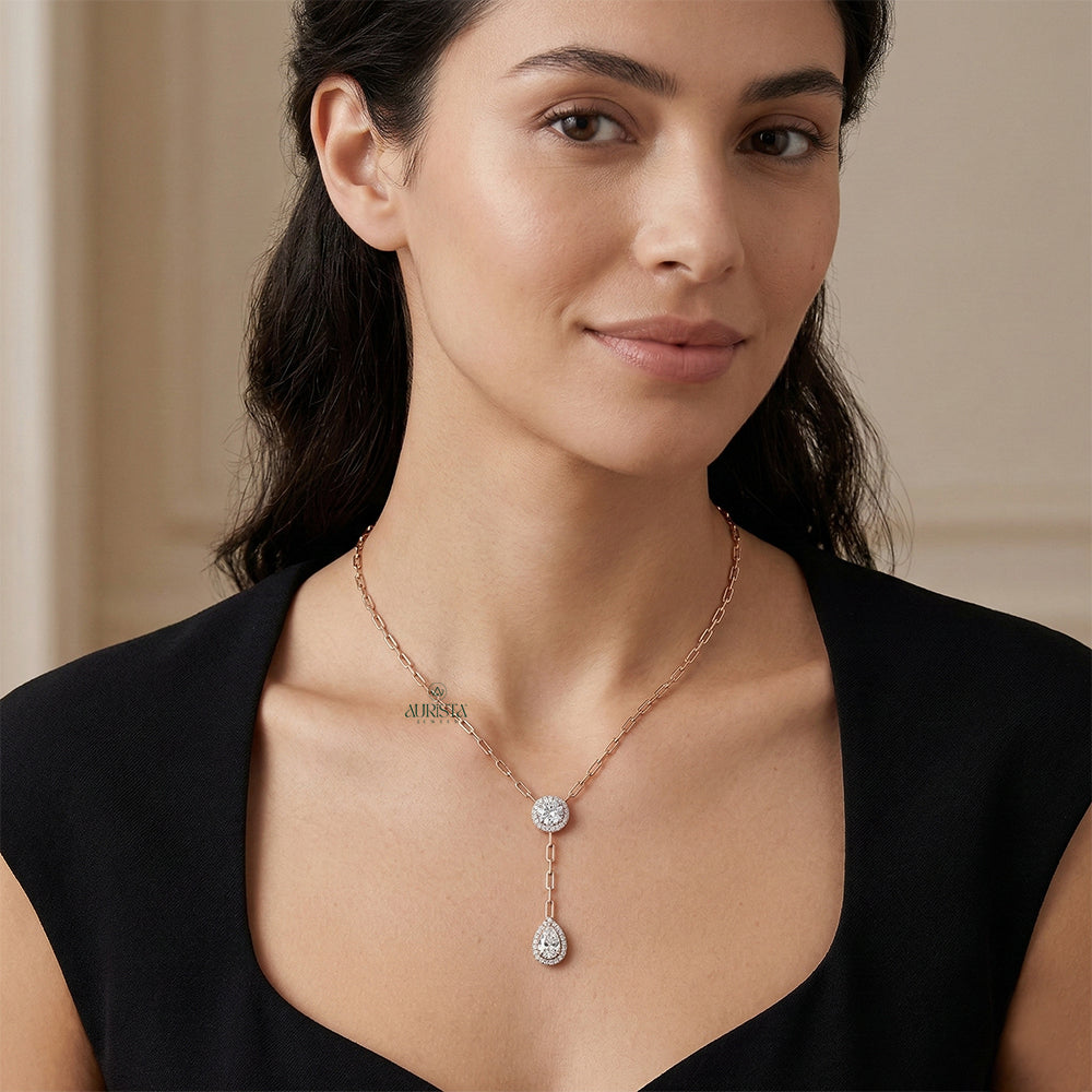 Brilliant Charm Round Diamond Necklace in Gold