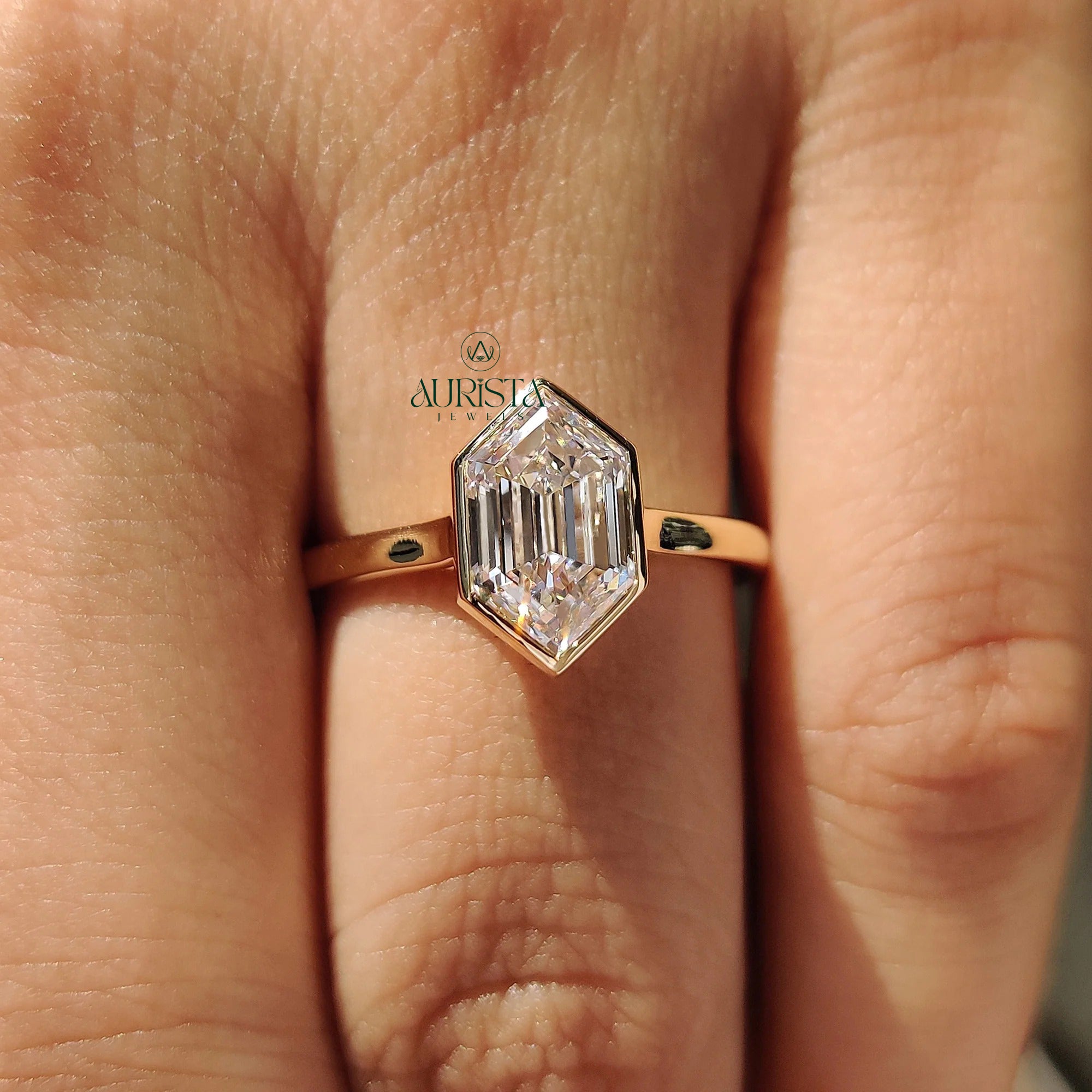 Modern Love Hexagon Solitaire Ring