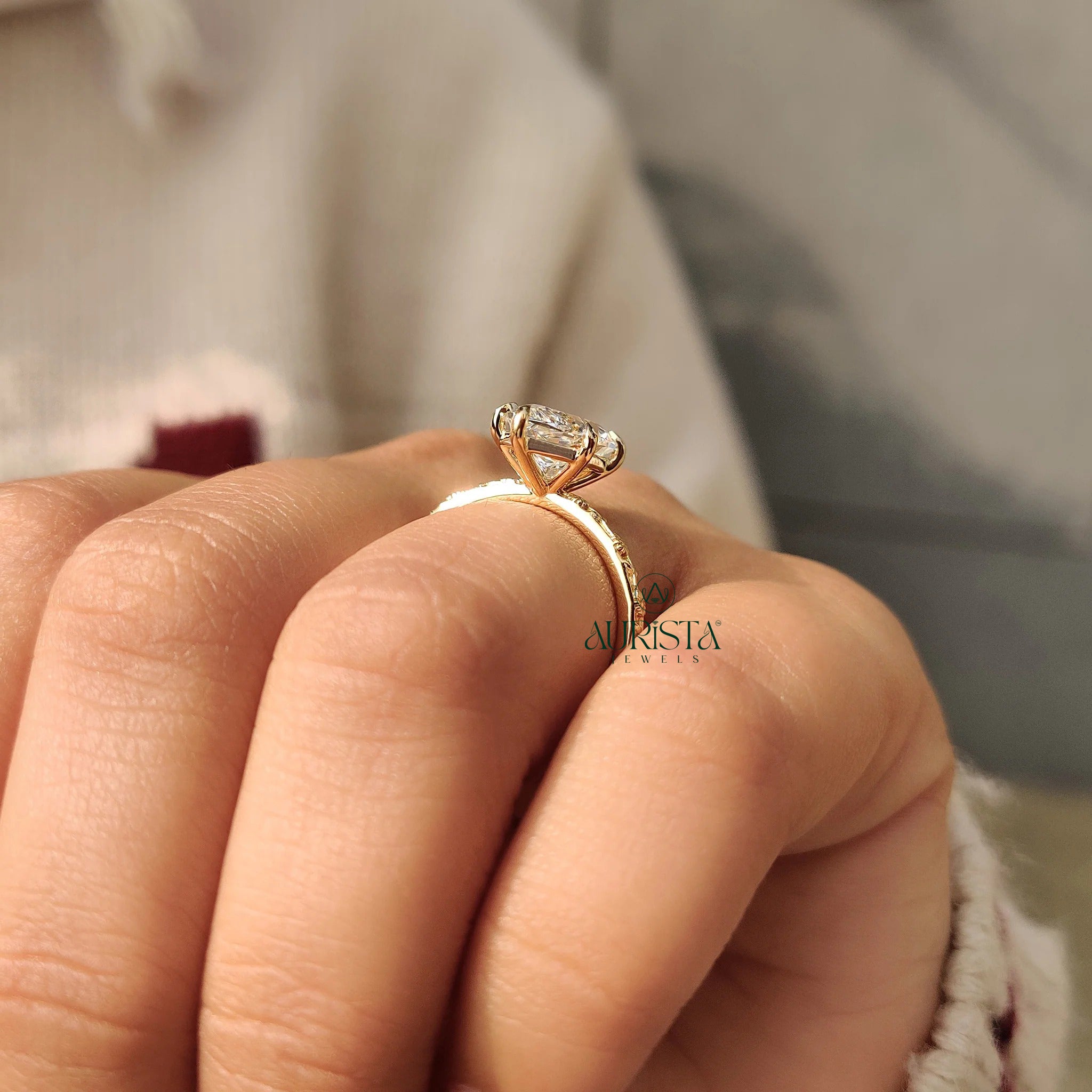 Hexagon Cut Solitaire Diamond Ring with Pure Beauty