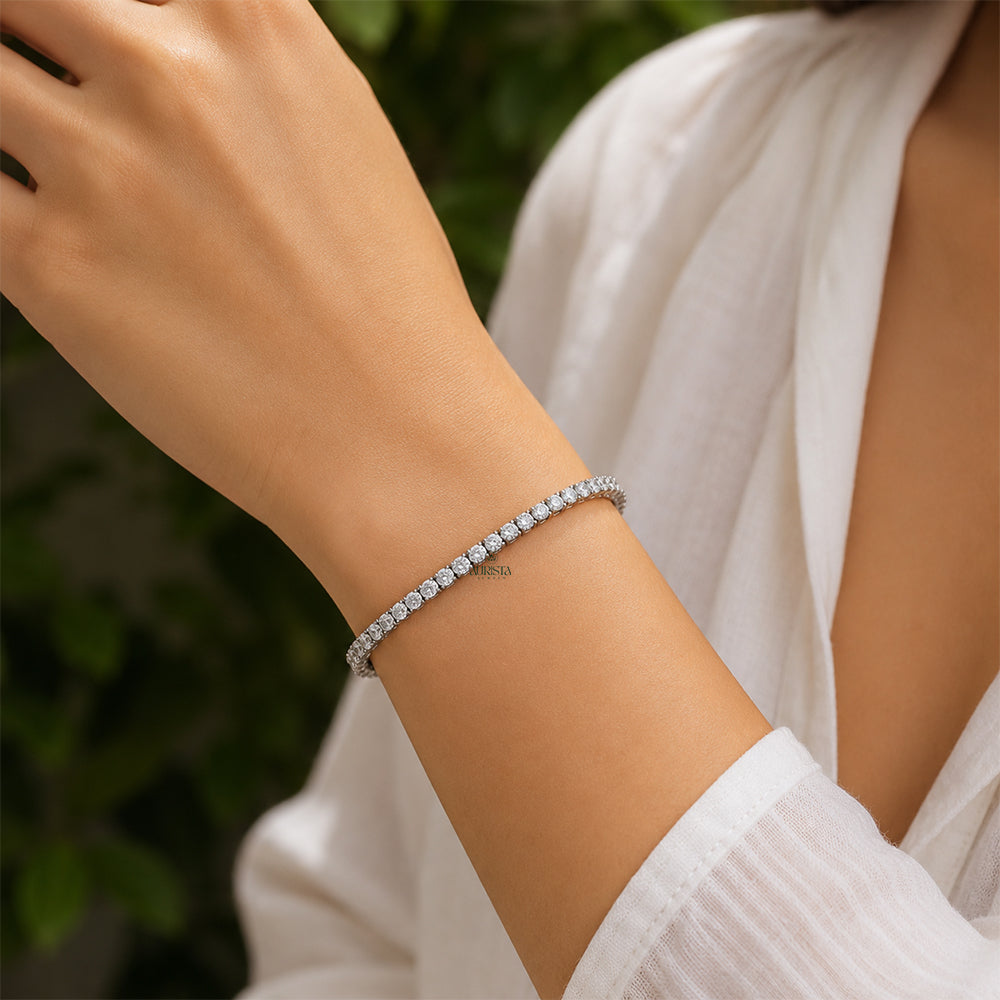 Moissanite Round Tennis Bracelet, Luxury Wedding Jewelry, Bridal Diamond Alternative