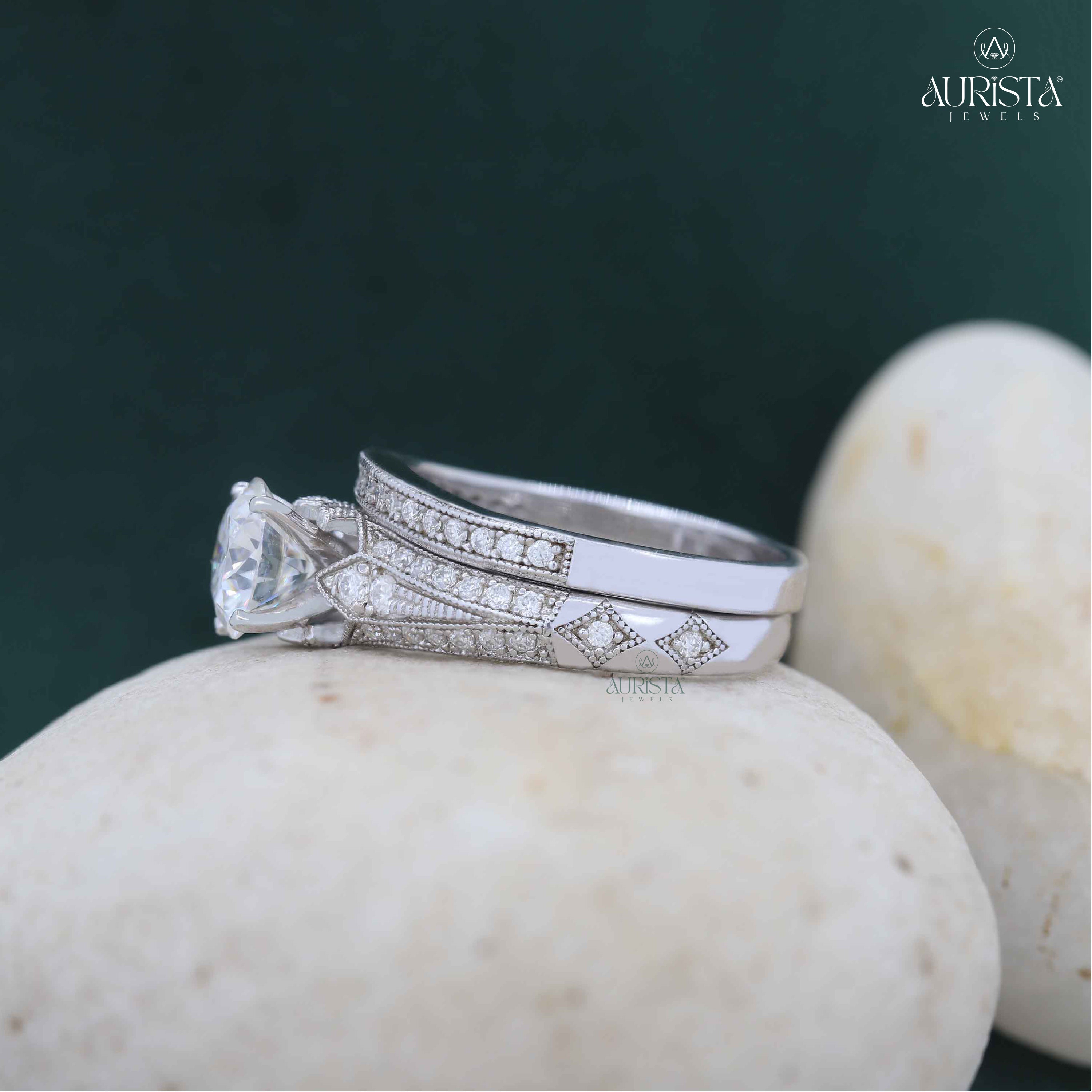Eternal Touch – Custom Round White Diamond Ring With Band