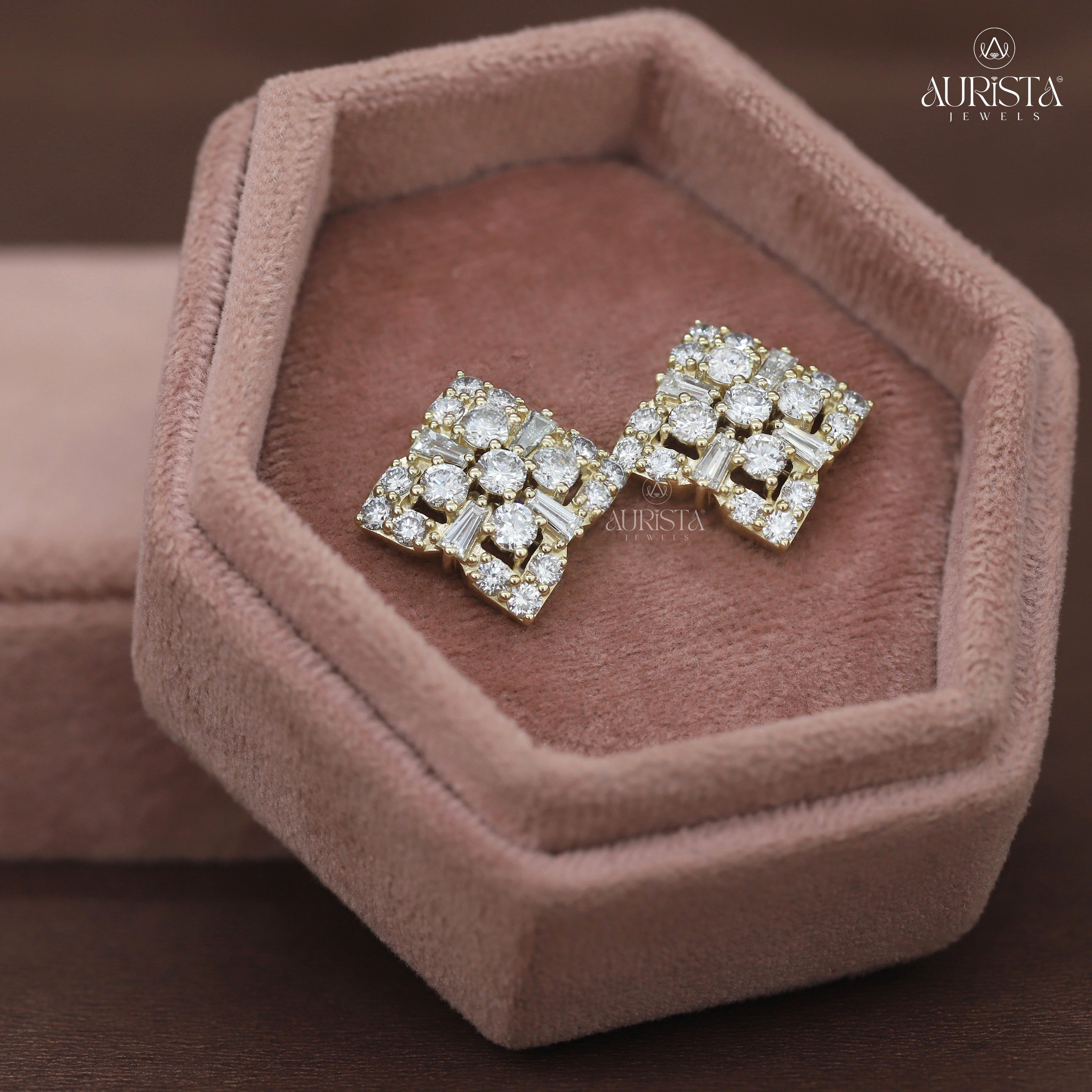 Timeless Vows – Yellow Gold Diamond Earrings