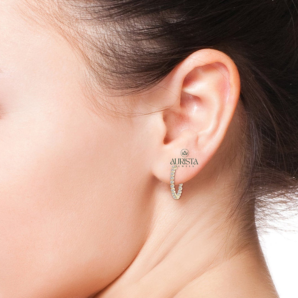 Stylish Earrings with Radiant Diamond
