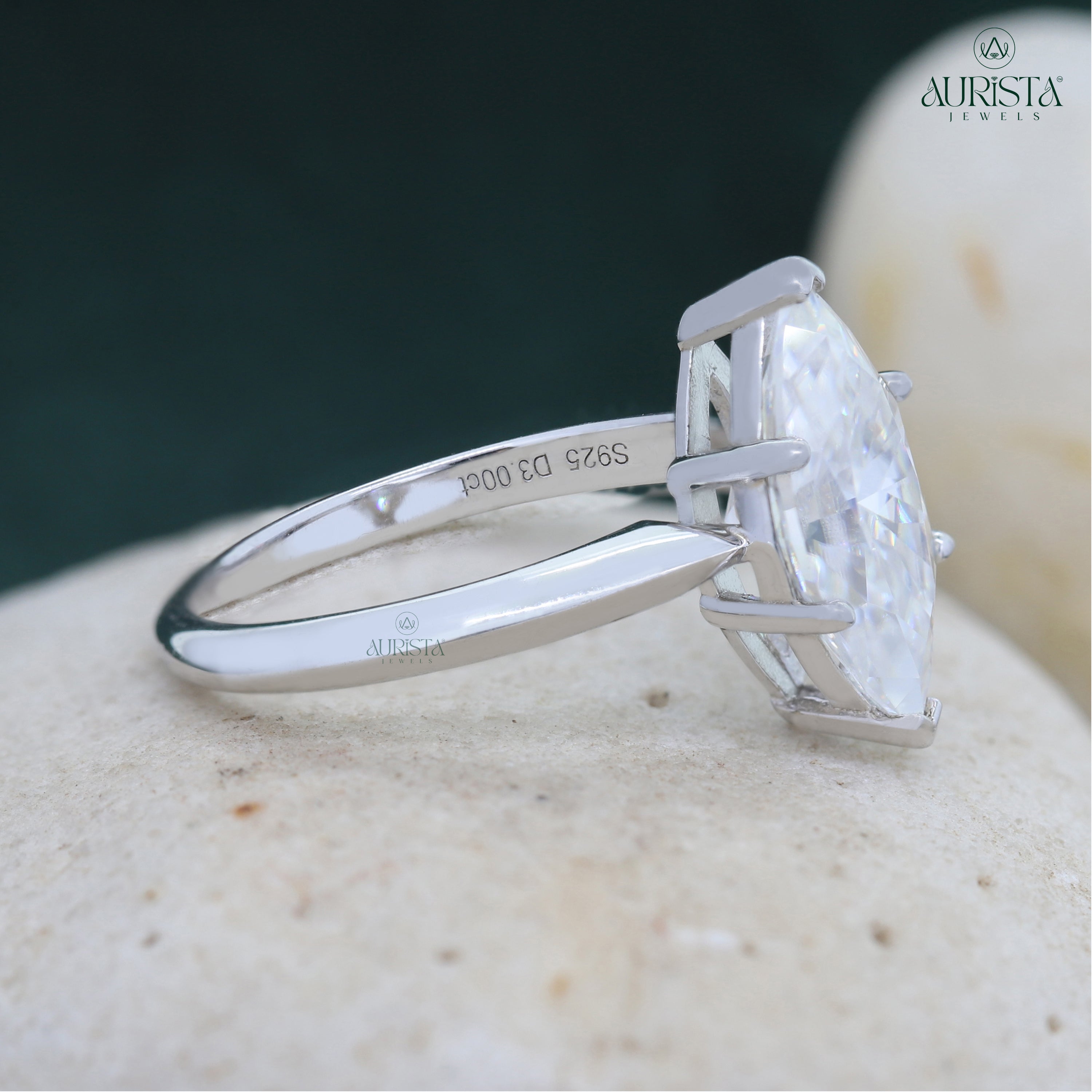 Marquise Cut Lab Grown Diamond Engagement Ring, 3.00 Carats, Solitaire Wedding Ring