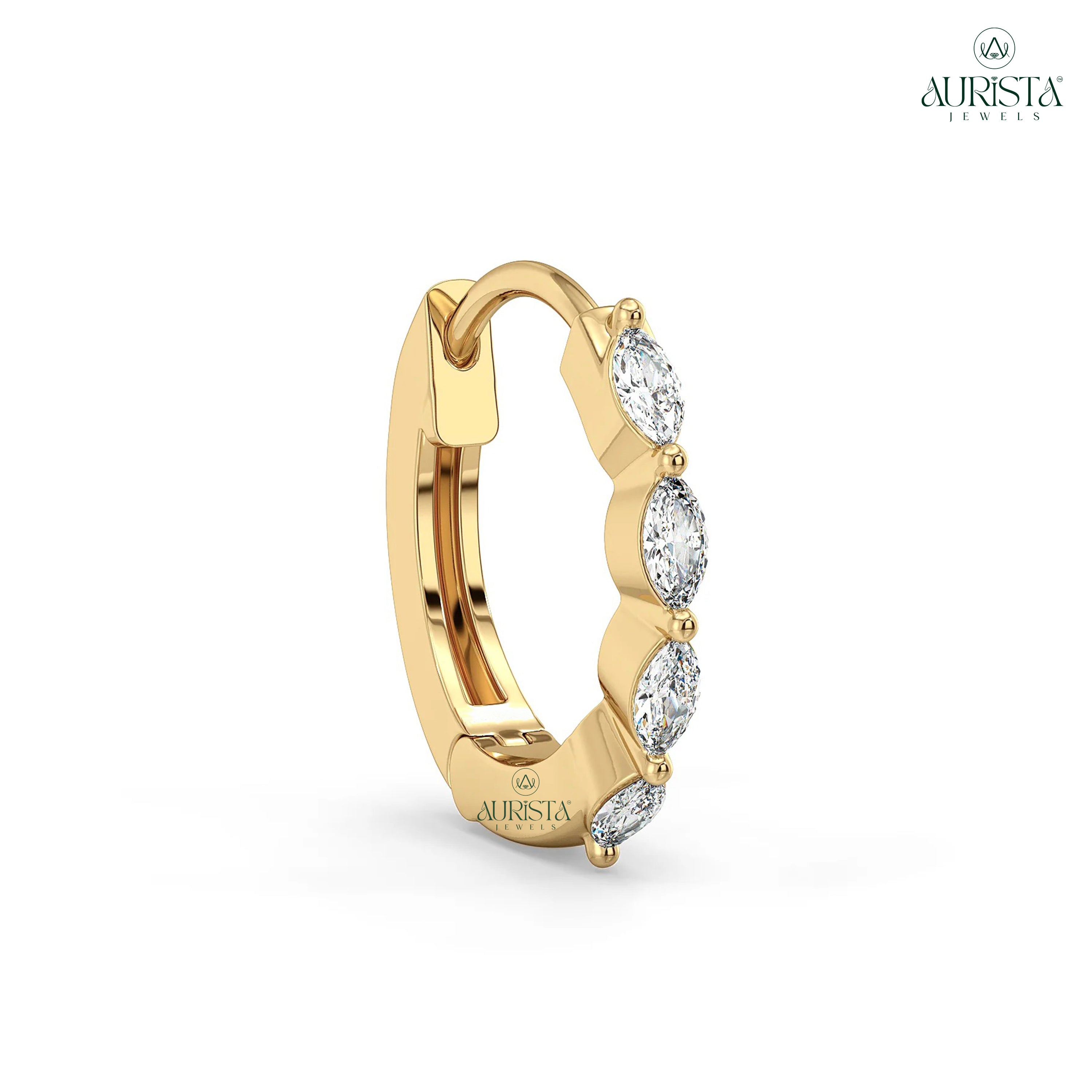 Forever Glow Rose Gold Marquise Diamond Nose Pin Ring
