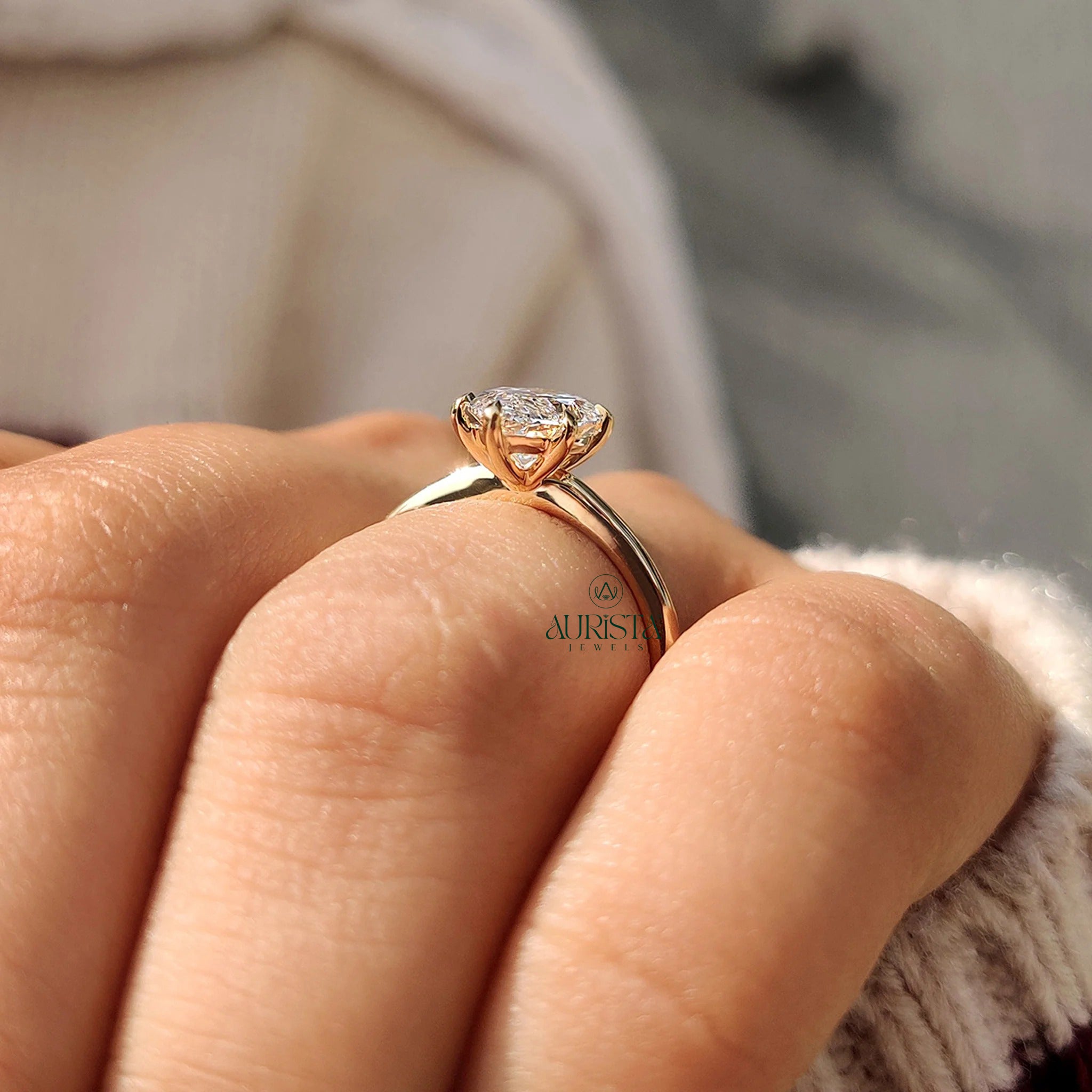 Modern Luxury Marquise Lab Grown Diamond Solitaire Ring
