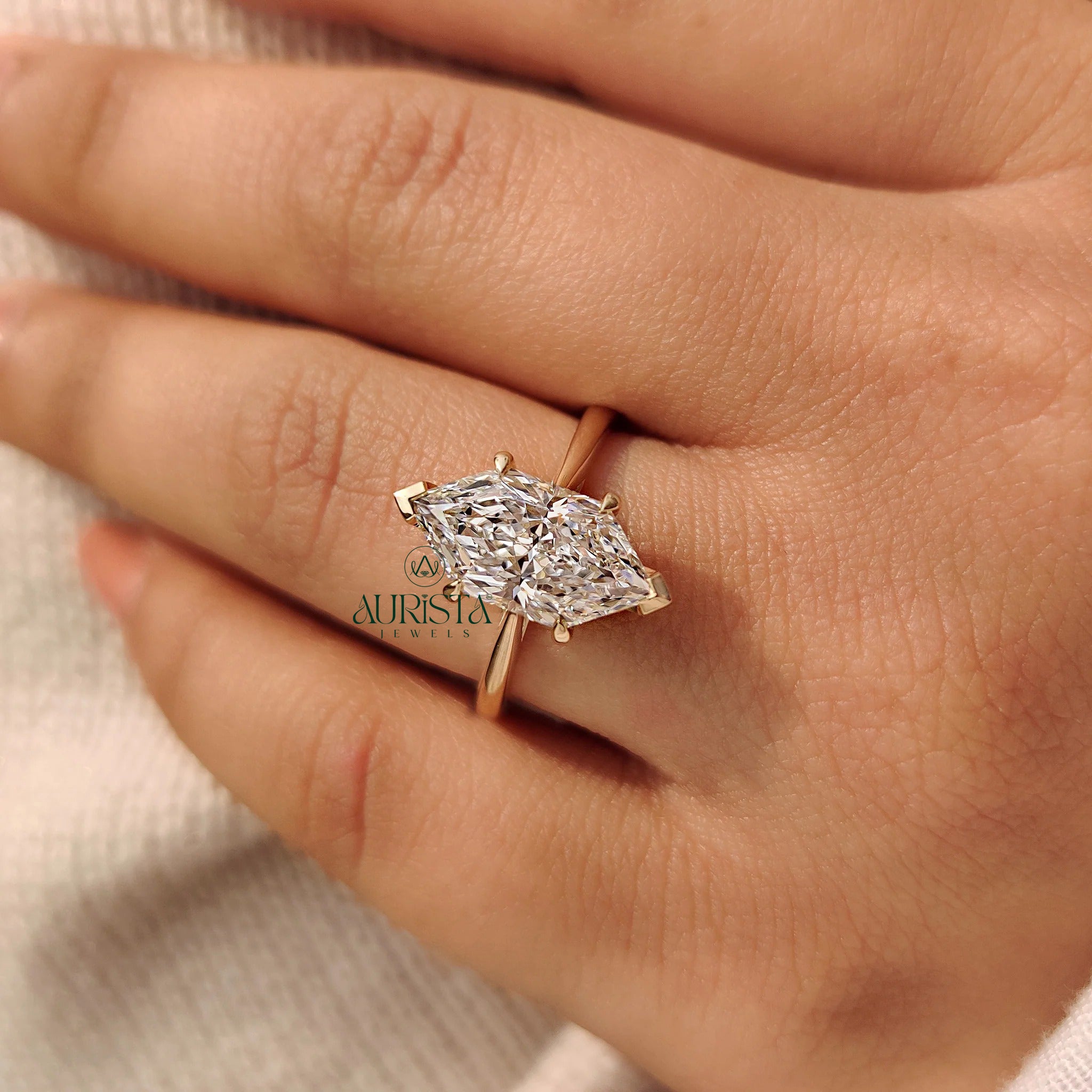 Lunavelle Marquise Cut Hidden Halo Solitaire Ring