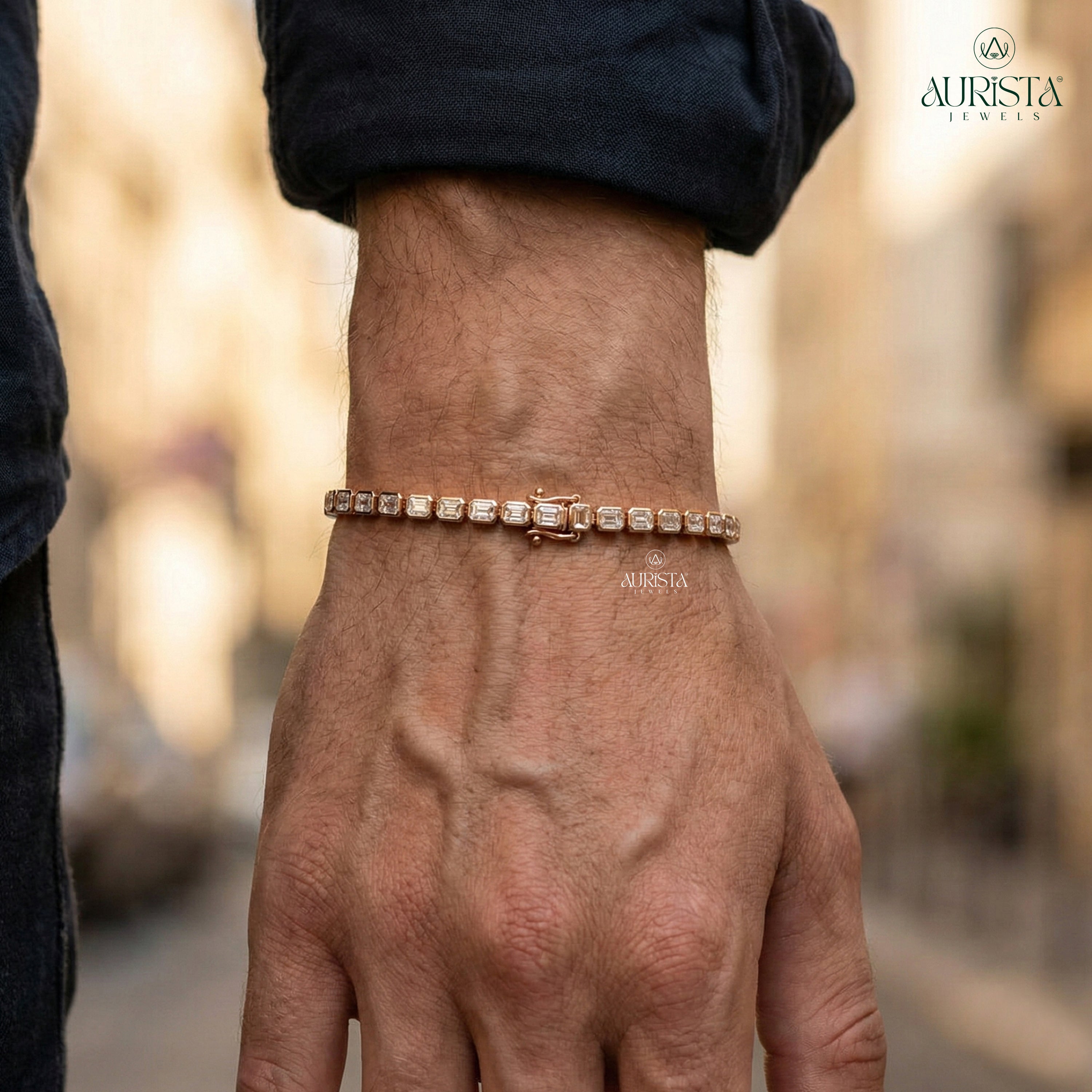 Promise Bound Gold Tennis Bracelet with Emerald Diamonds