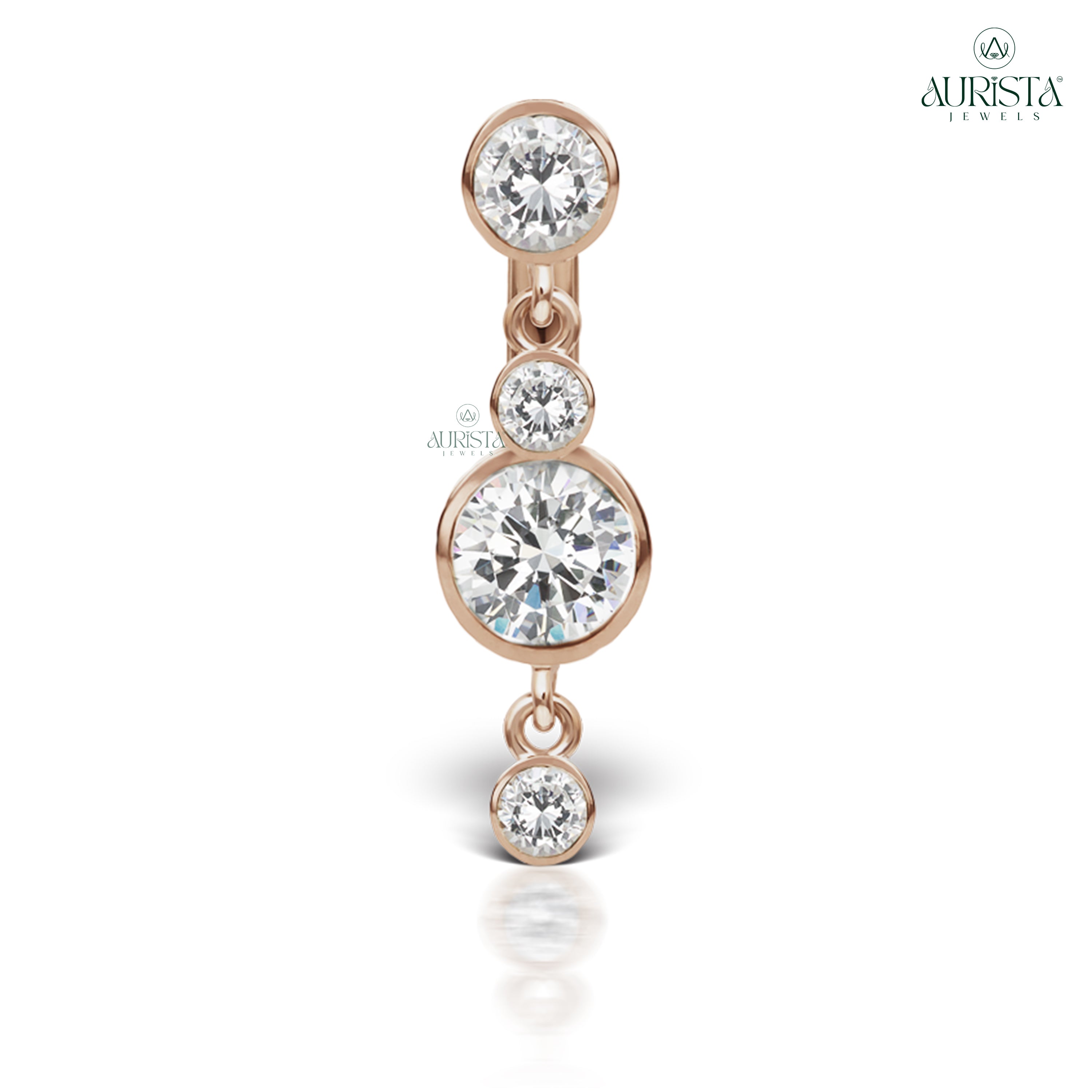 Timeless Romance Rose Gold Round Diamond Belly Button Ring