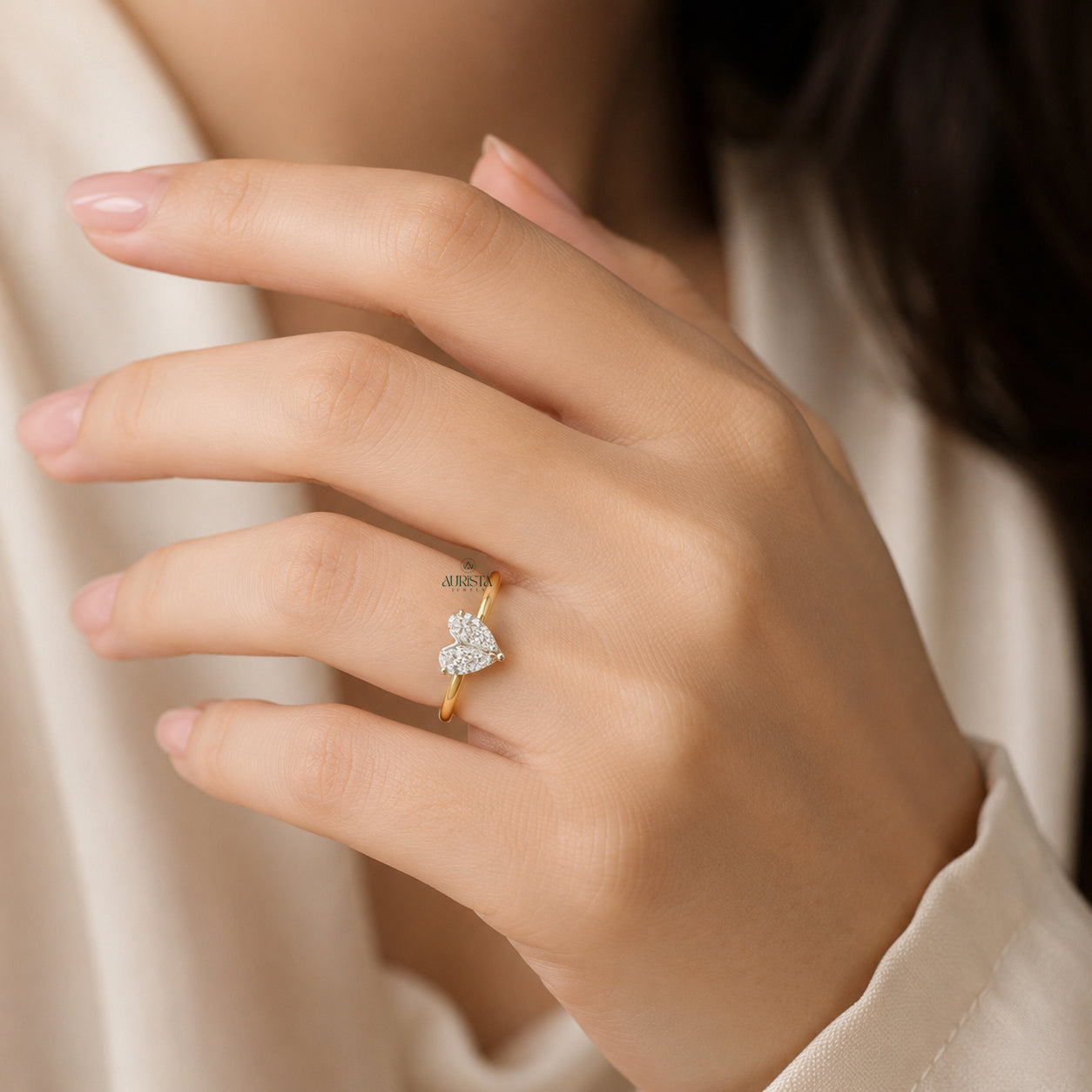 Heart Shape,Pear Diamond Lab Grown Diamond Ring, Unique Two Stone, Romantic Love Ring