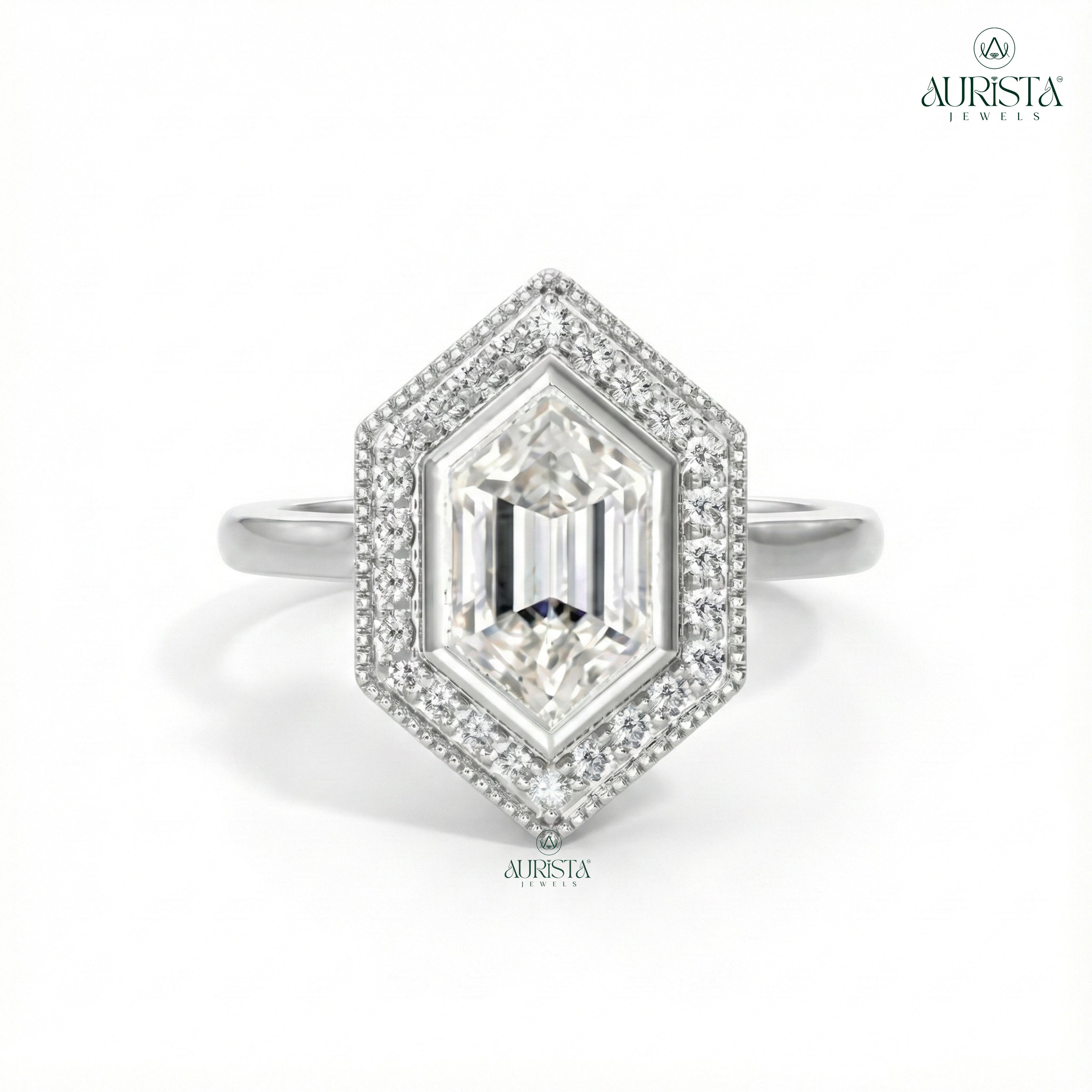 Timeless Charm – Rose Gold Ring with Hexagon Diamond