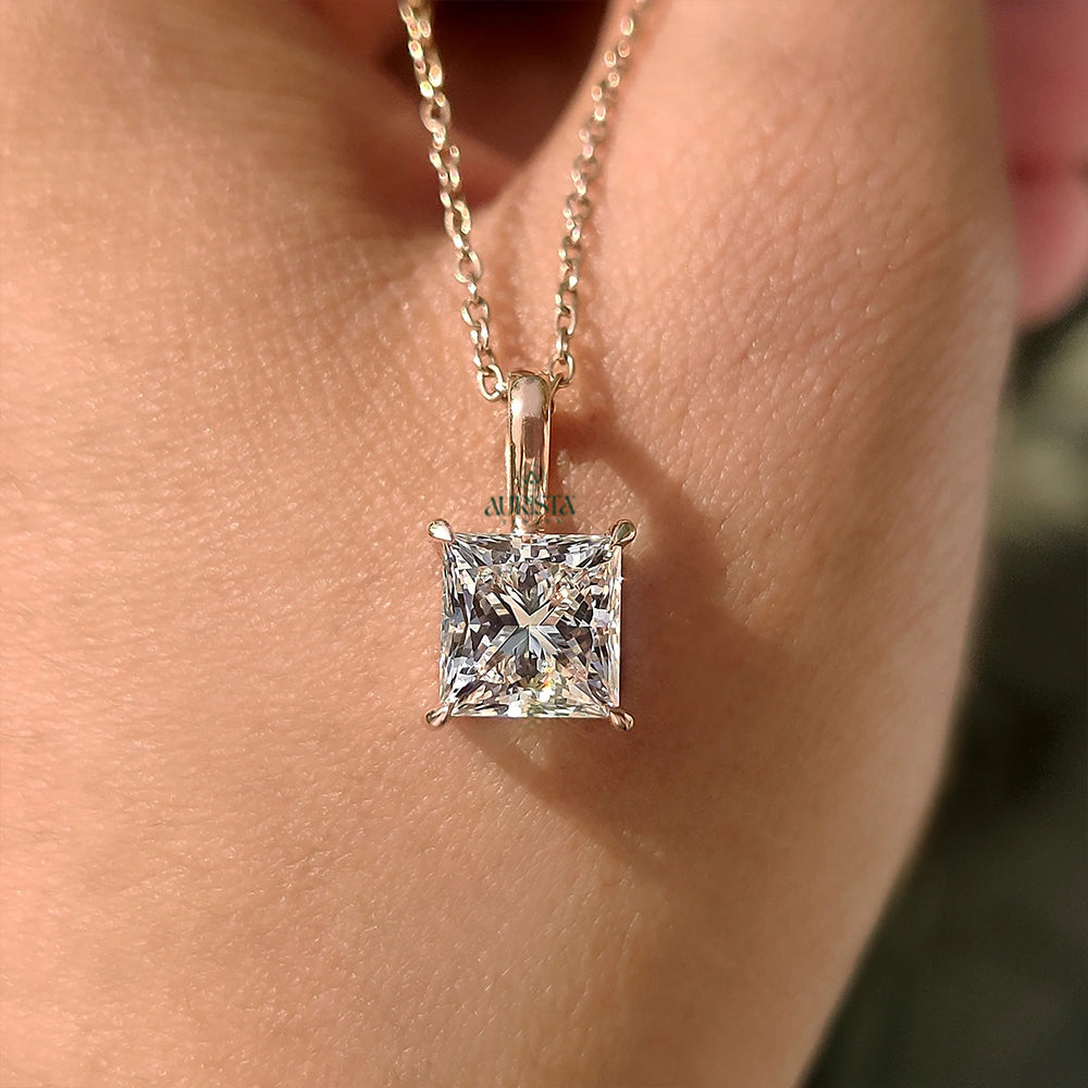 Forever Yours Princess Cut Diamond Pendant in Rose Gold