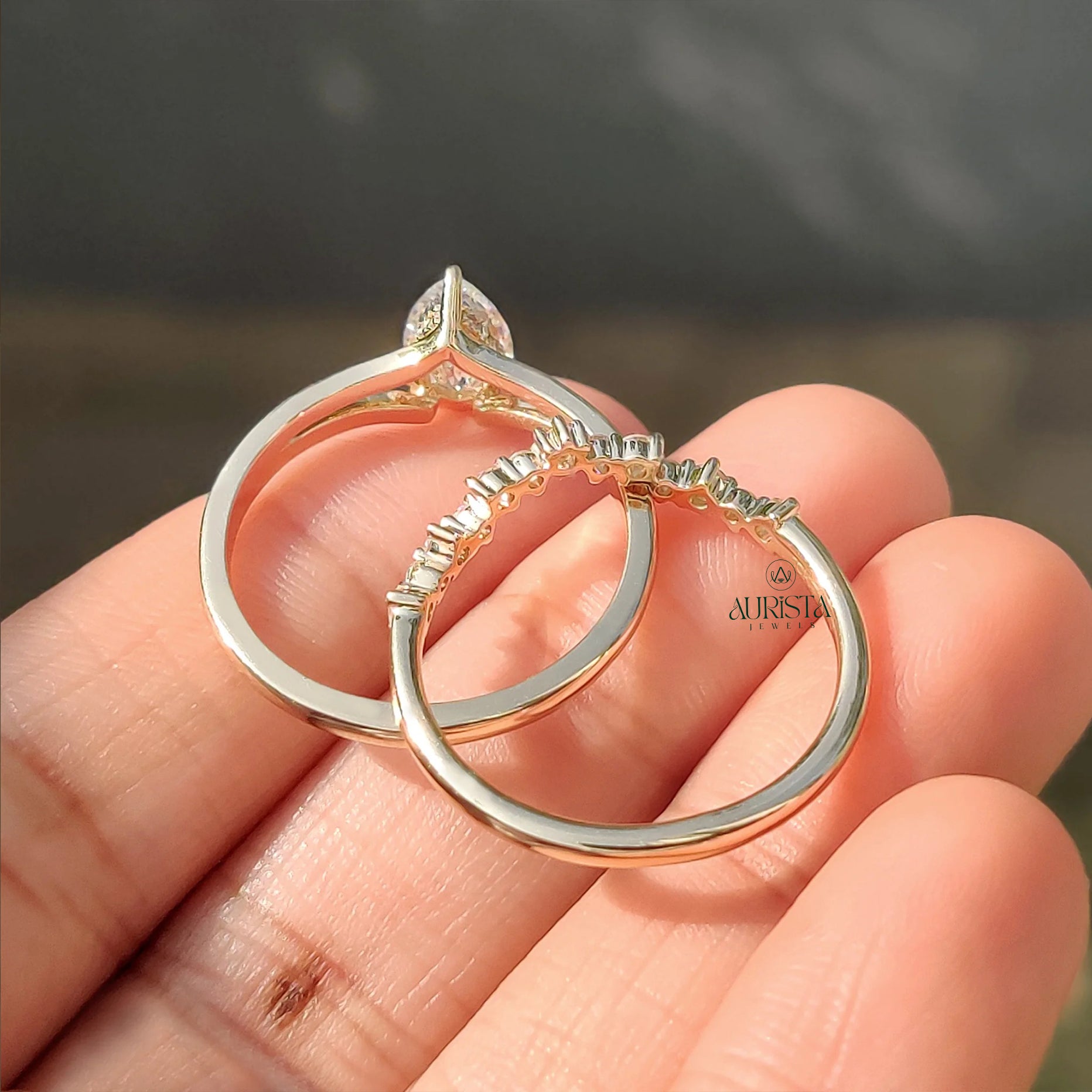 The Empress Pear: Hidden Halo Tiara Bridal Set