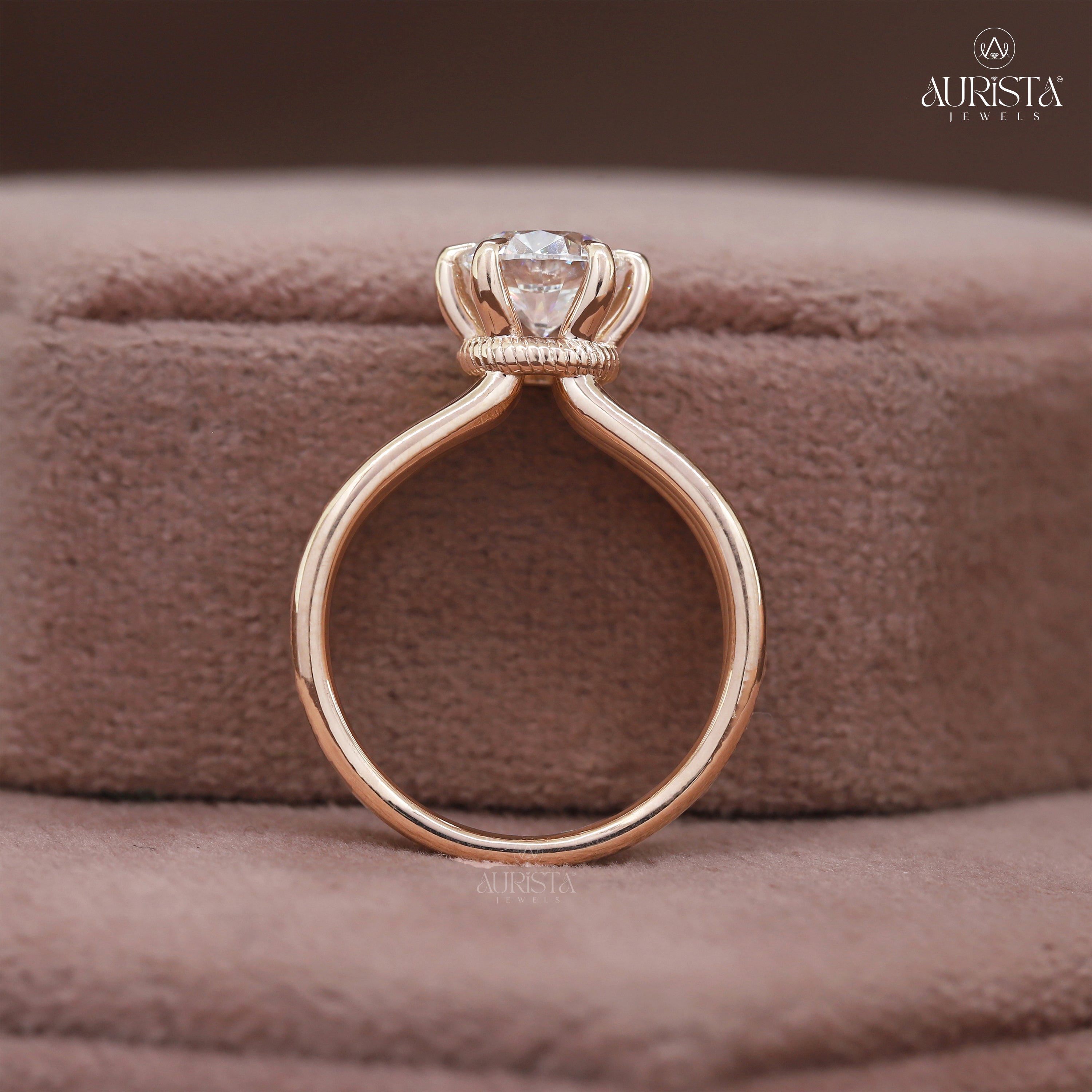 Forever Gleam – Rose Gold Band with Round Diamond