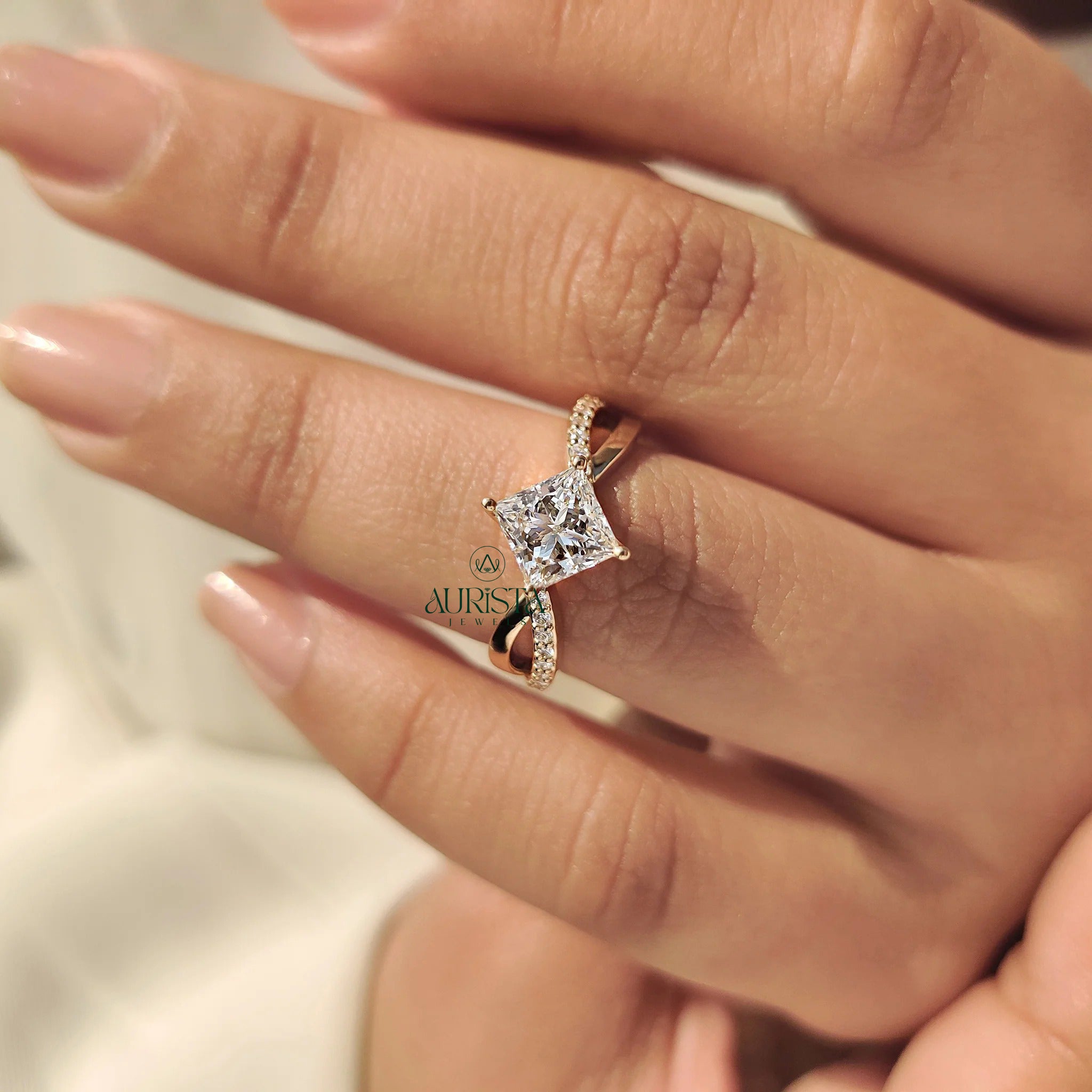 Modern Princess Cut Pave  Light  with Elegant Sparkle