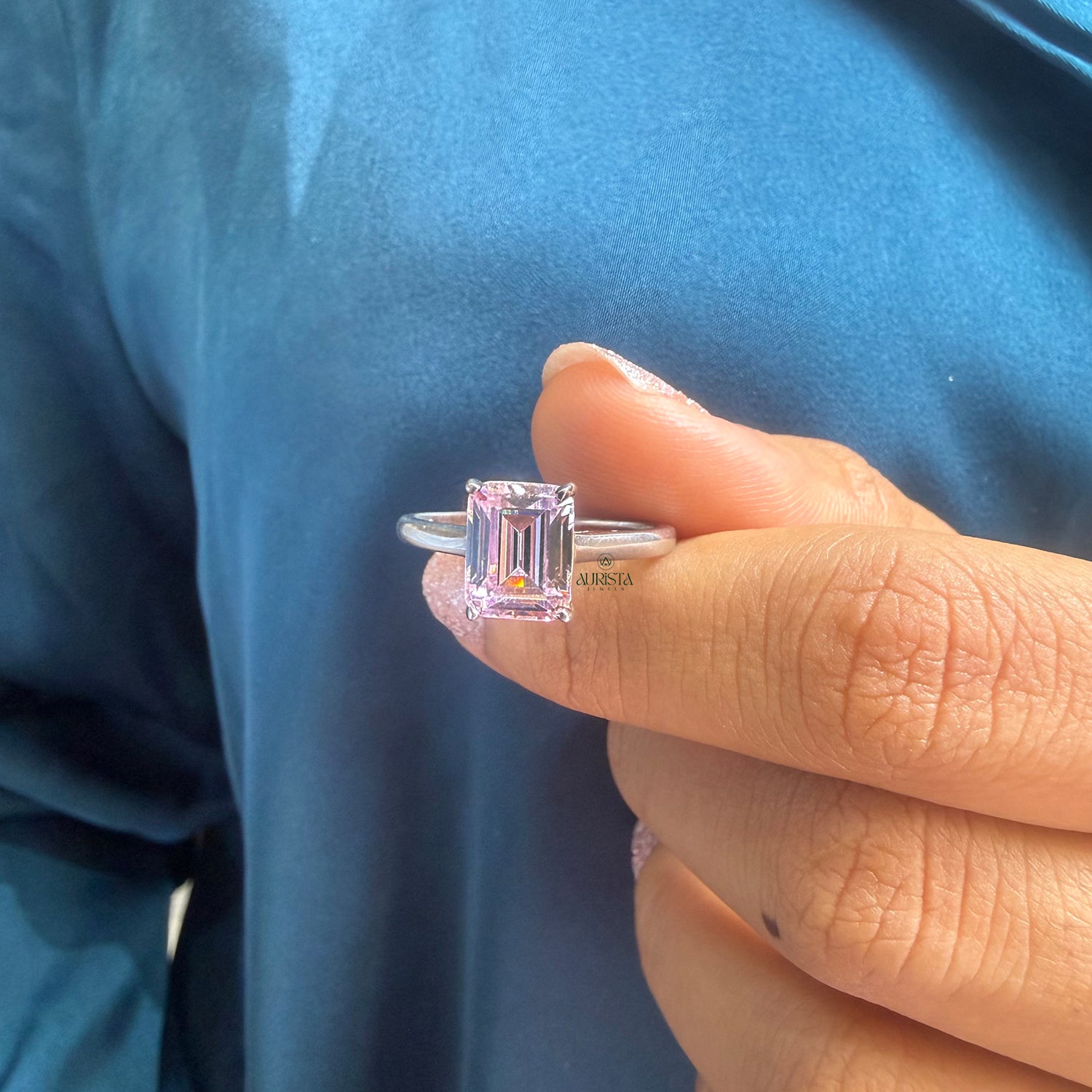 Emerald Cut Moissanite Solitaire Engagement Ring Minimalist Jewelry Gift For Her New