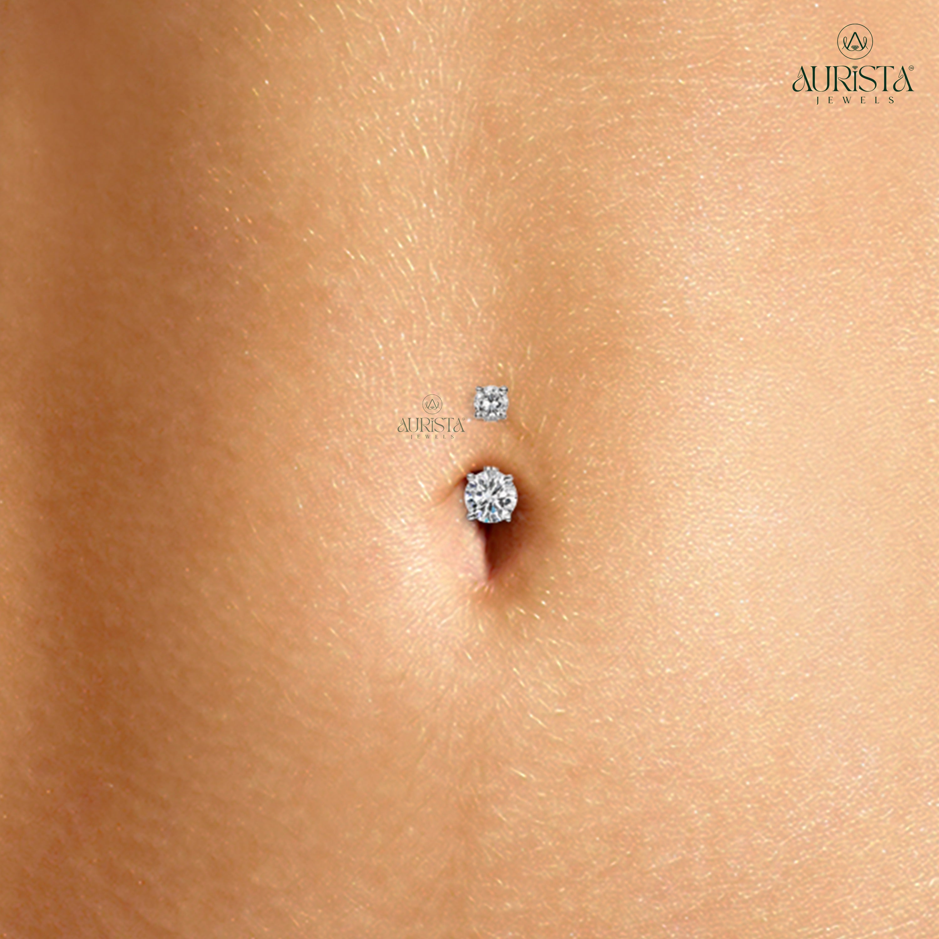 Infinite Love Rose Gold Round Diamond Navel Ring