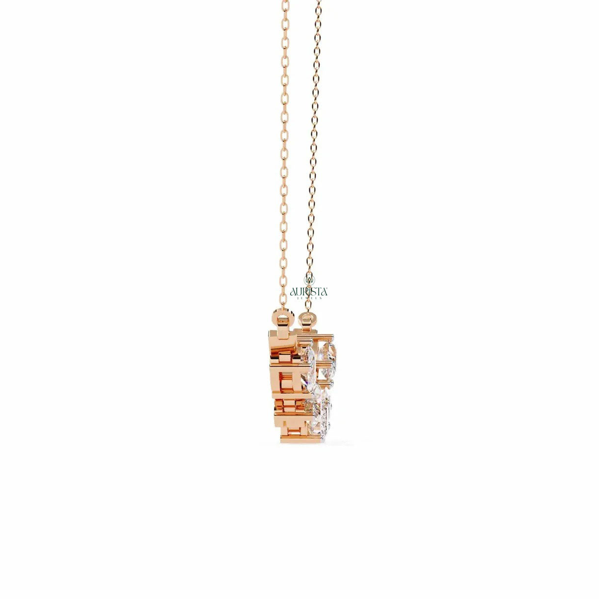 Gold Mixed Cut Moissanite Diamond Station Necklace Pear Emerald Heart Marquise Chain