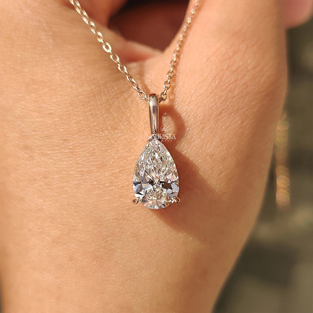 Dazzling Glow Pear Diamond Pendant in Rose Gold