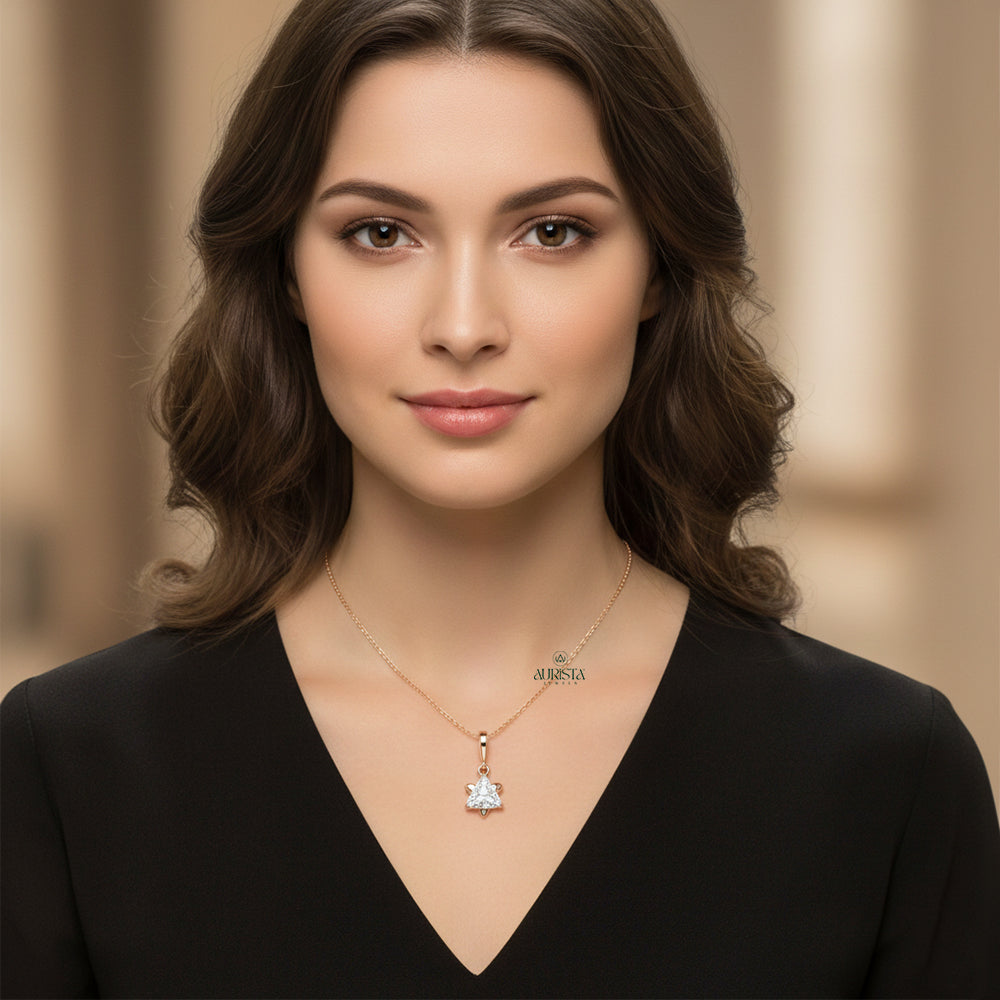 Celestial Glow Solitaire Diamond Pendant in Rose Gold