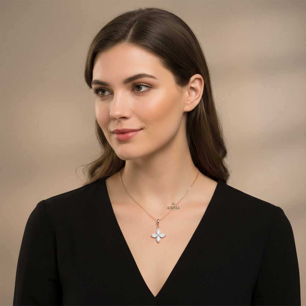 Radiant Glow Marquise Diamond Pendant in Rose Gold