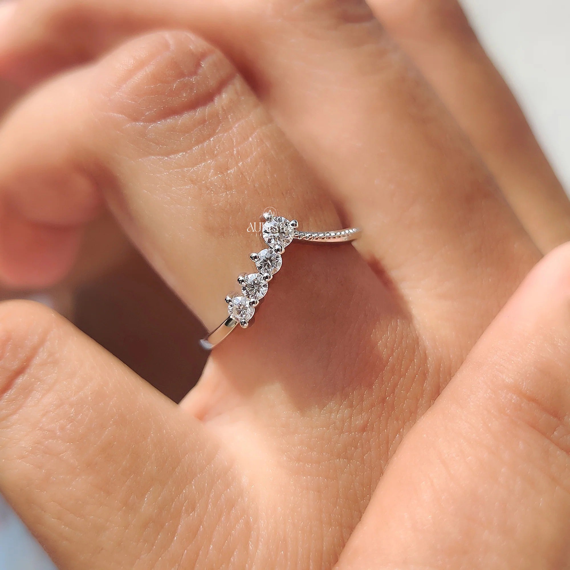 Elegant Four Diamond Band Ring