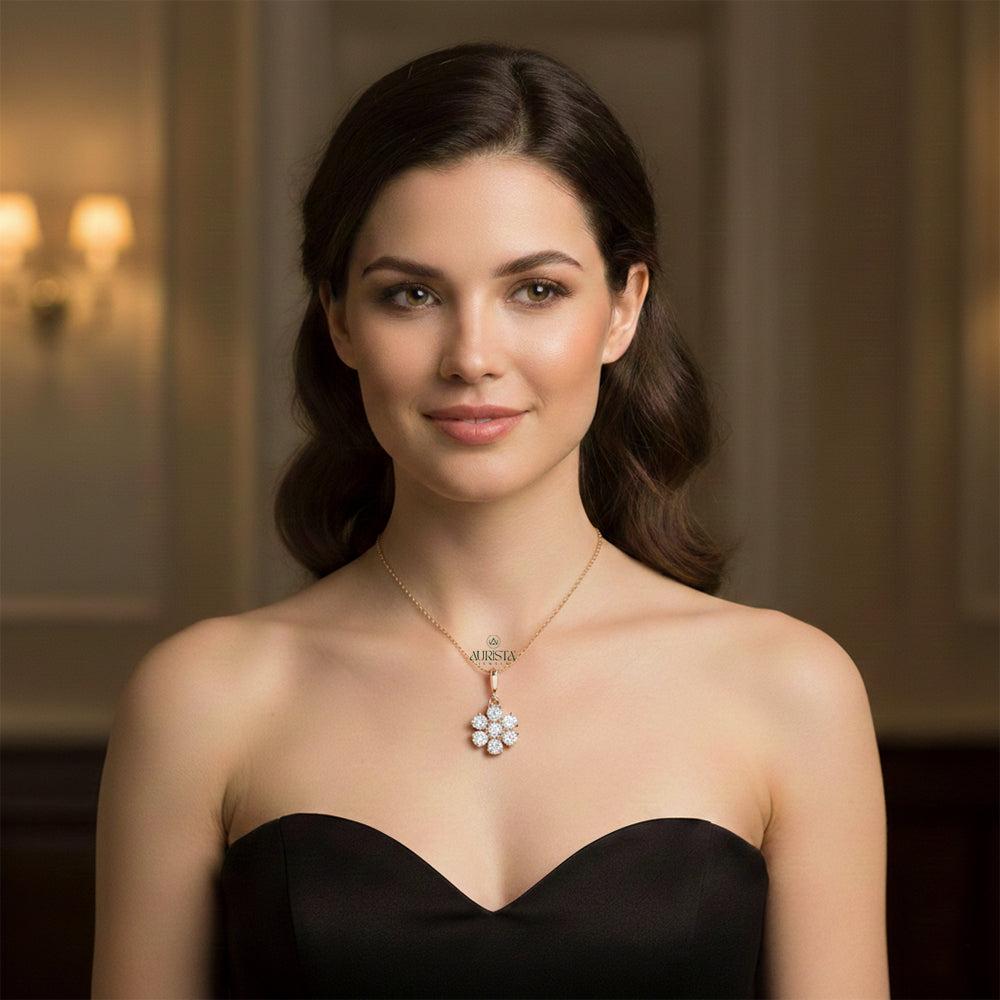 Classic Spark Round Diamond Pendant in Rose Gold