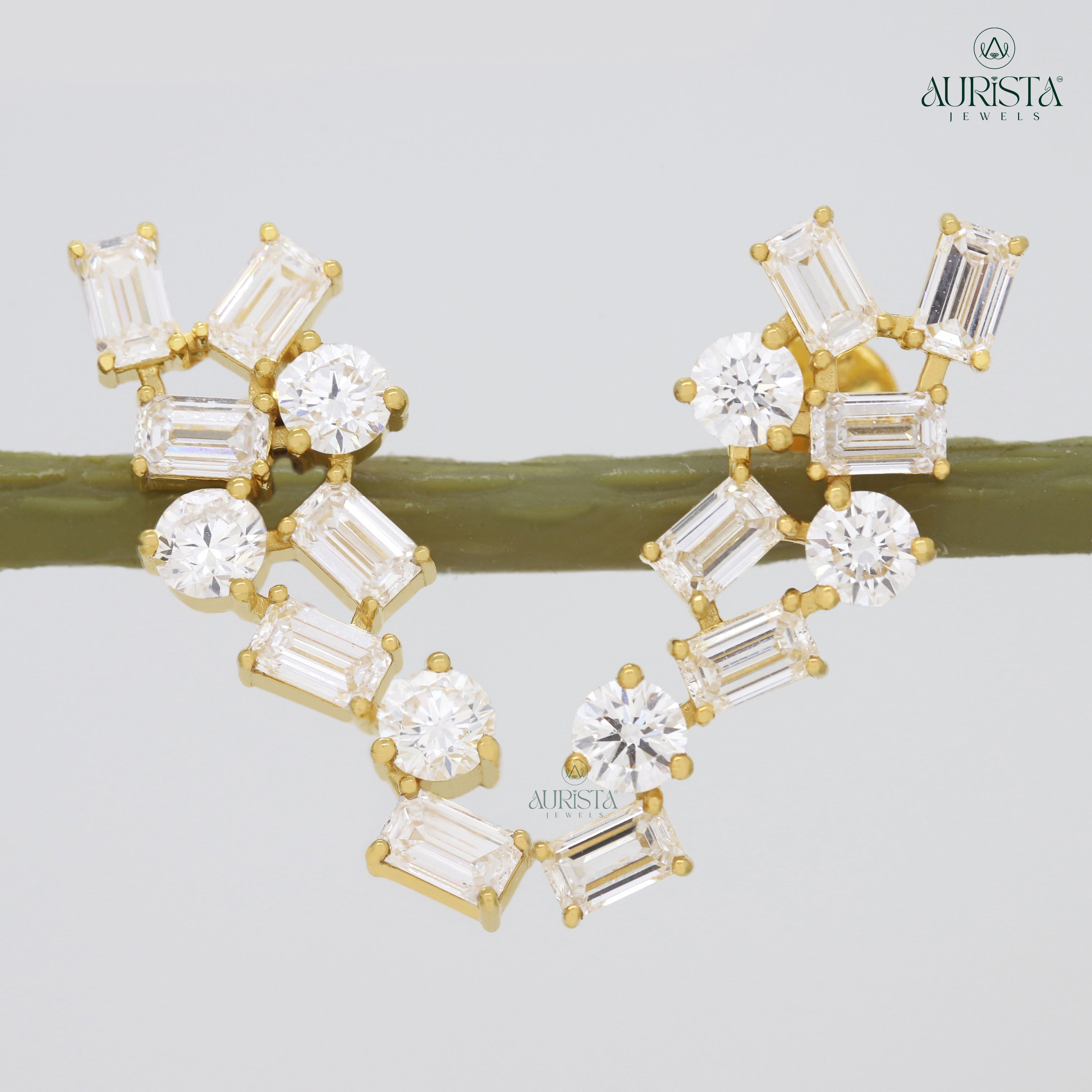 Crown Eternal – White Diamond Drop Earrings