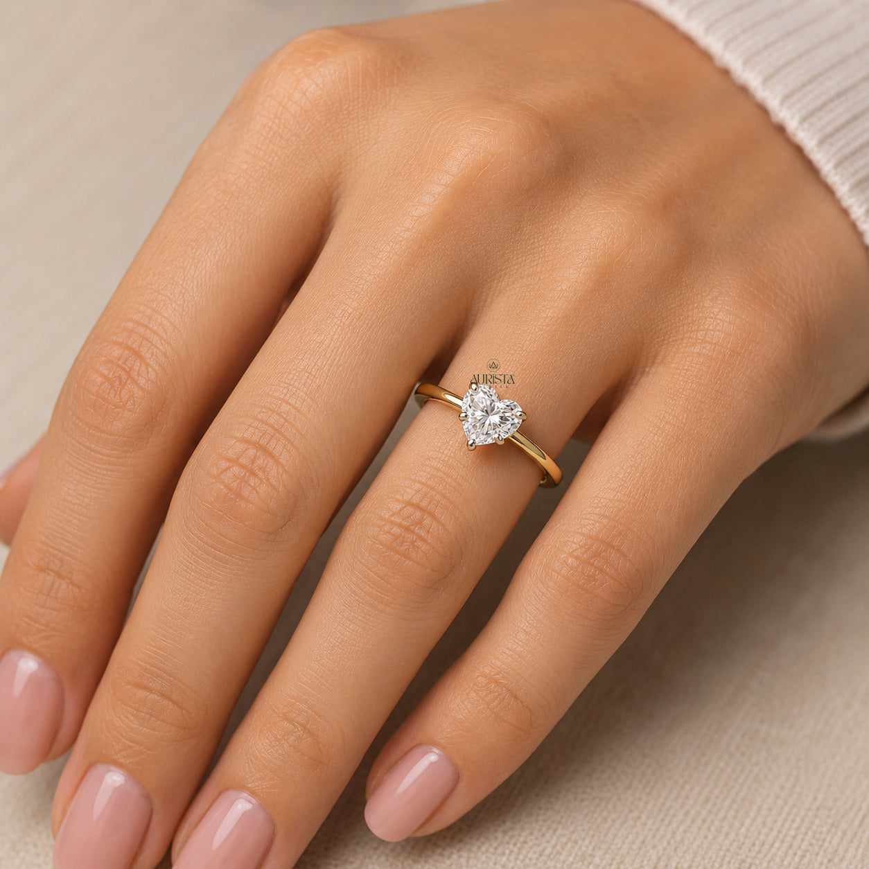 Heart Shape Lab Grown Diamond Ring, Minimalist Engagement Wedding Ring Solitaire