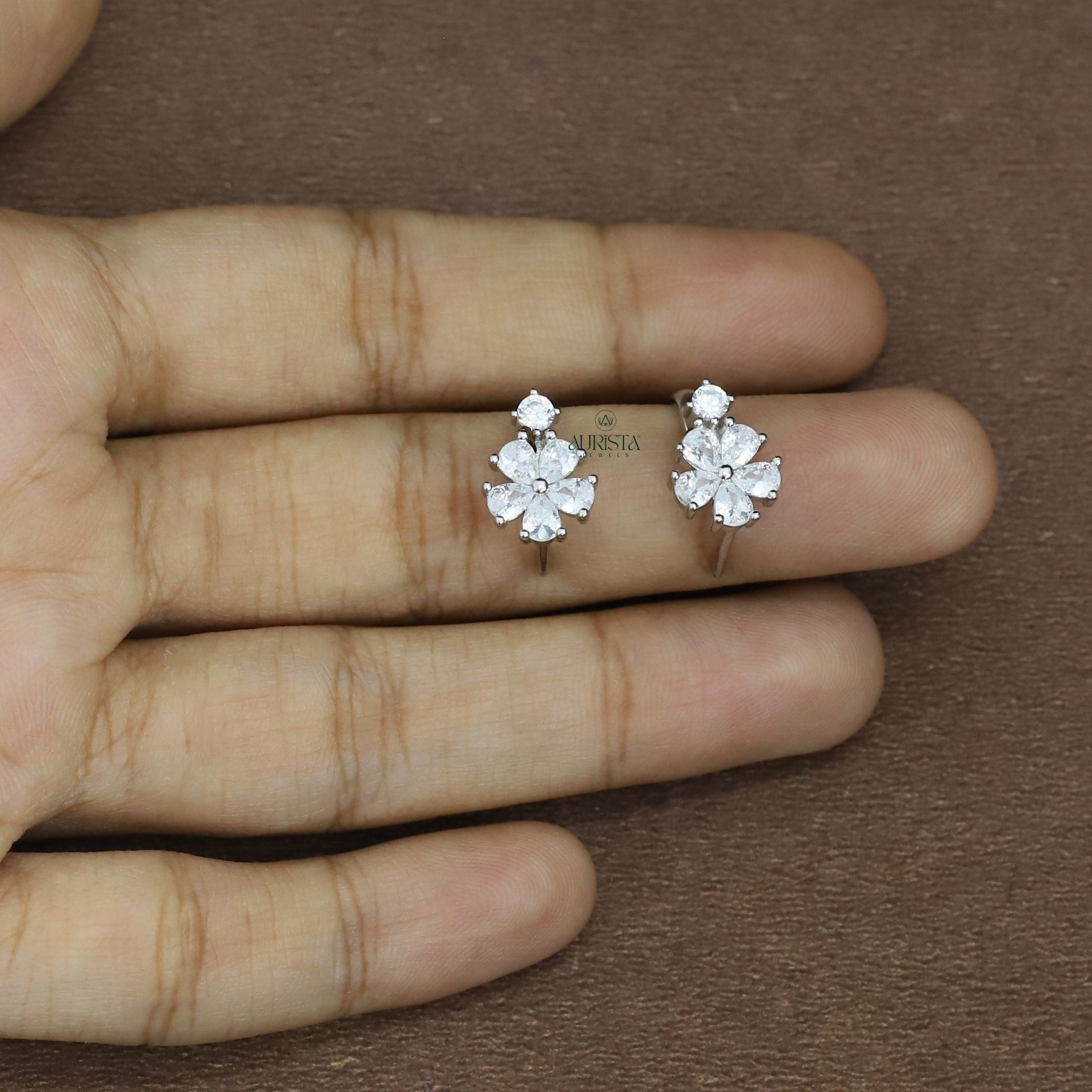 Necklace and Earring moissanite Set Elegant Flower Pendant Minimalist Floral Set