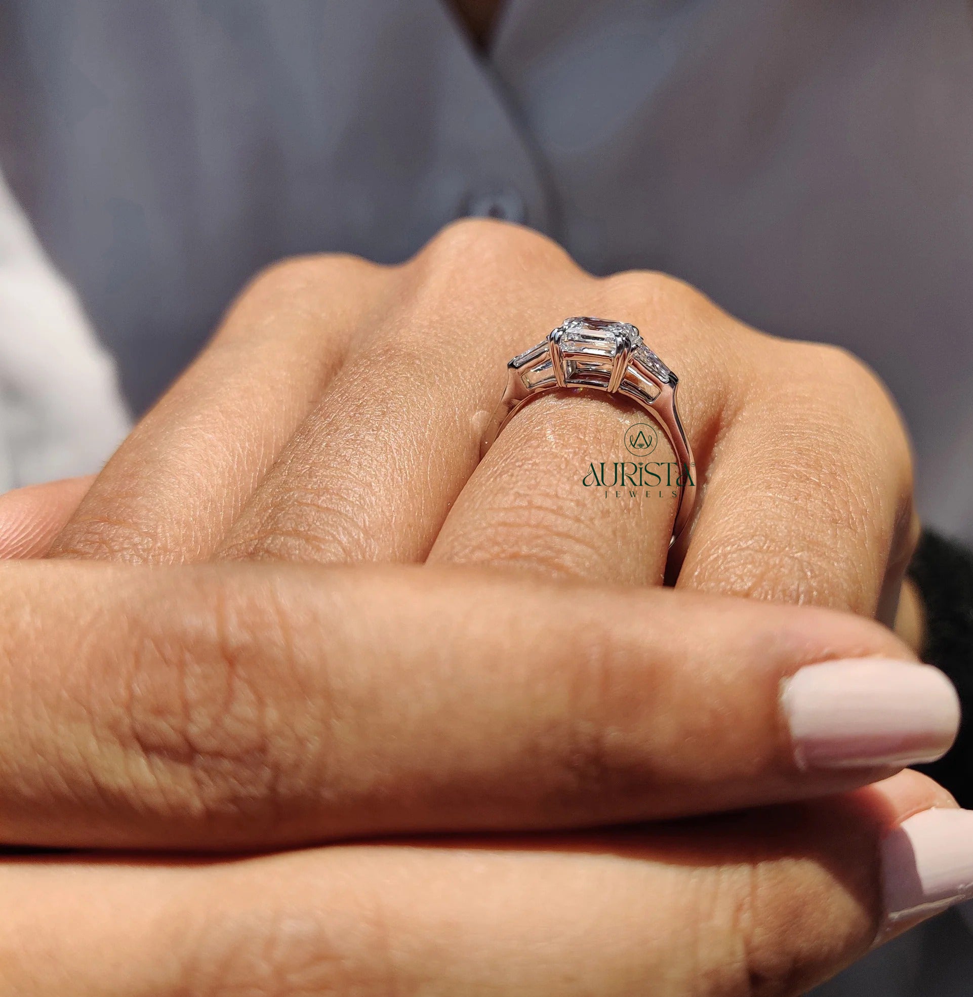 Asscher Cut Center with Tapered Baguette Side Stones