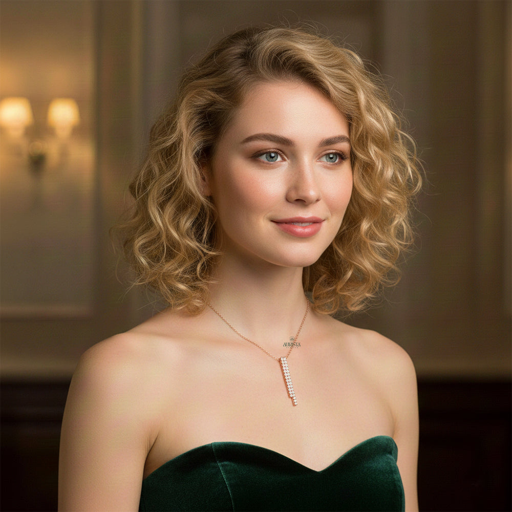 Radiant Glow Round Diamond Pendant in Rose Gold