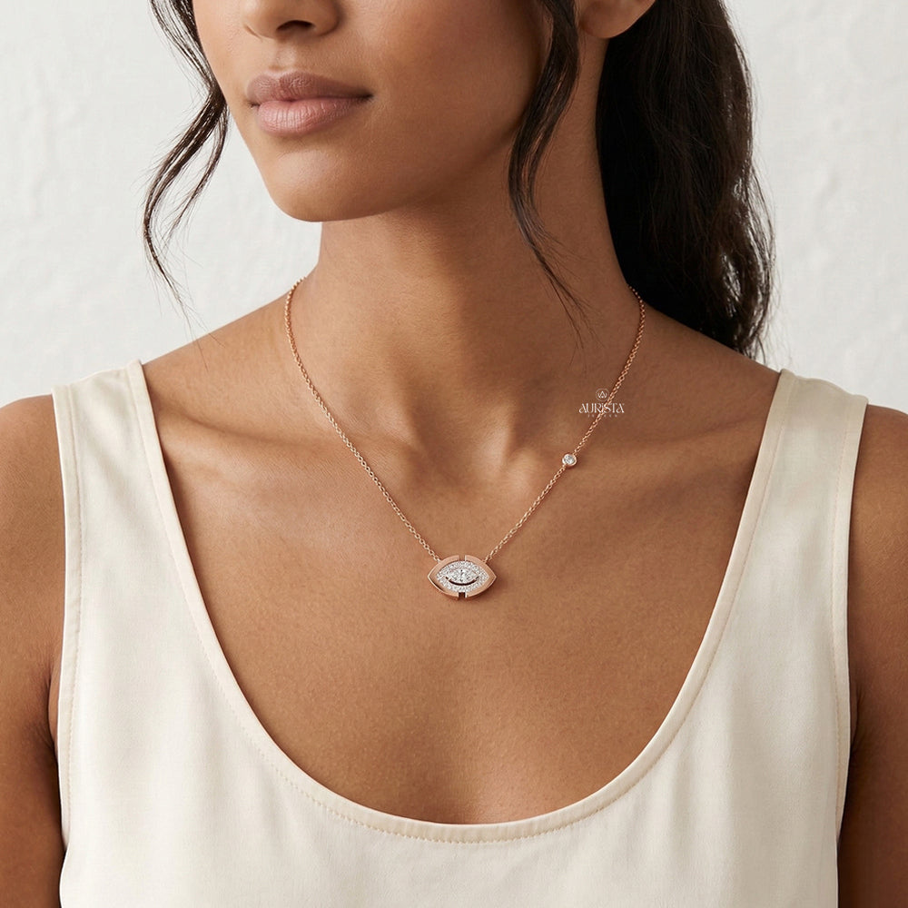 Classic Spark Round Diamond Pendant in Rose Gold