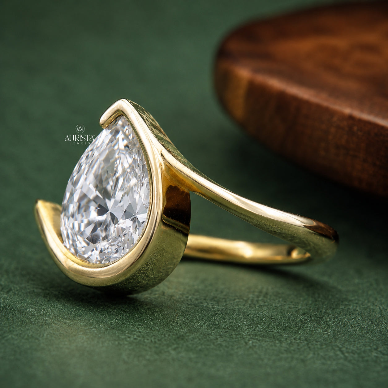 Pear Cut Lab Grown Diamond Bypass Ring,1.00 Carats Diamond,Solitaire Ring,Bridal Jewelry
