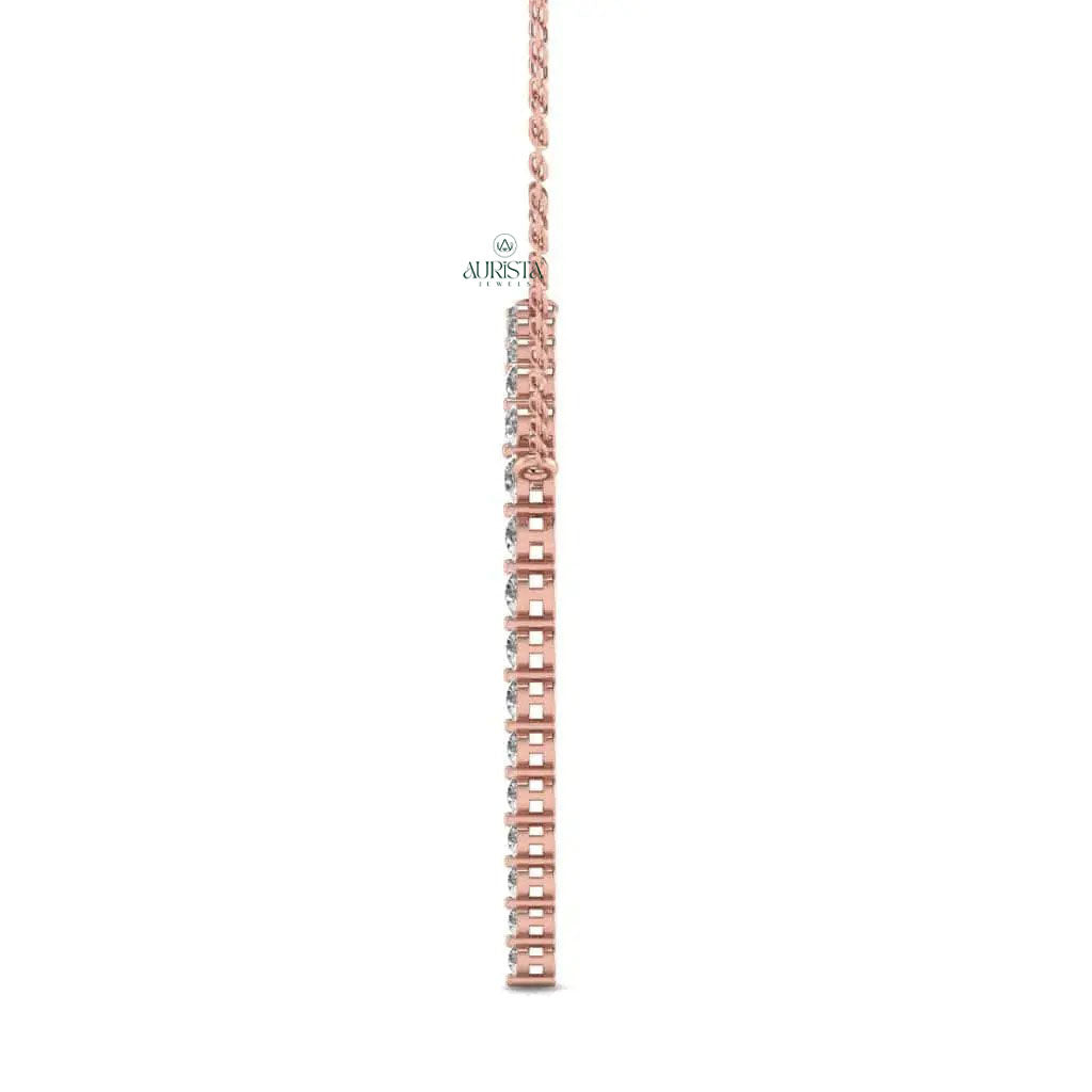 Gold Asymmetrical Necklace Lab Grown Diamond Lariat Minimalist Delicate Y Chain Gift