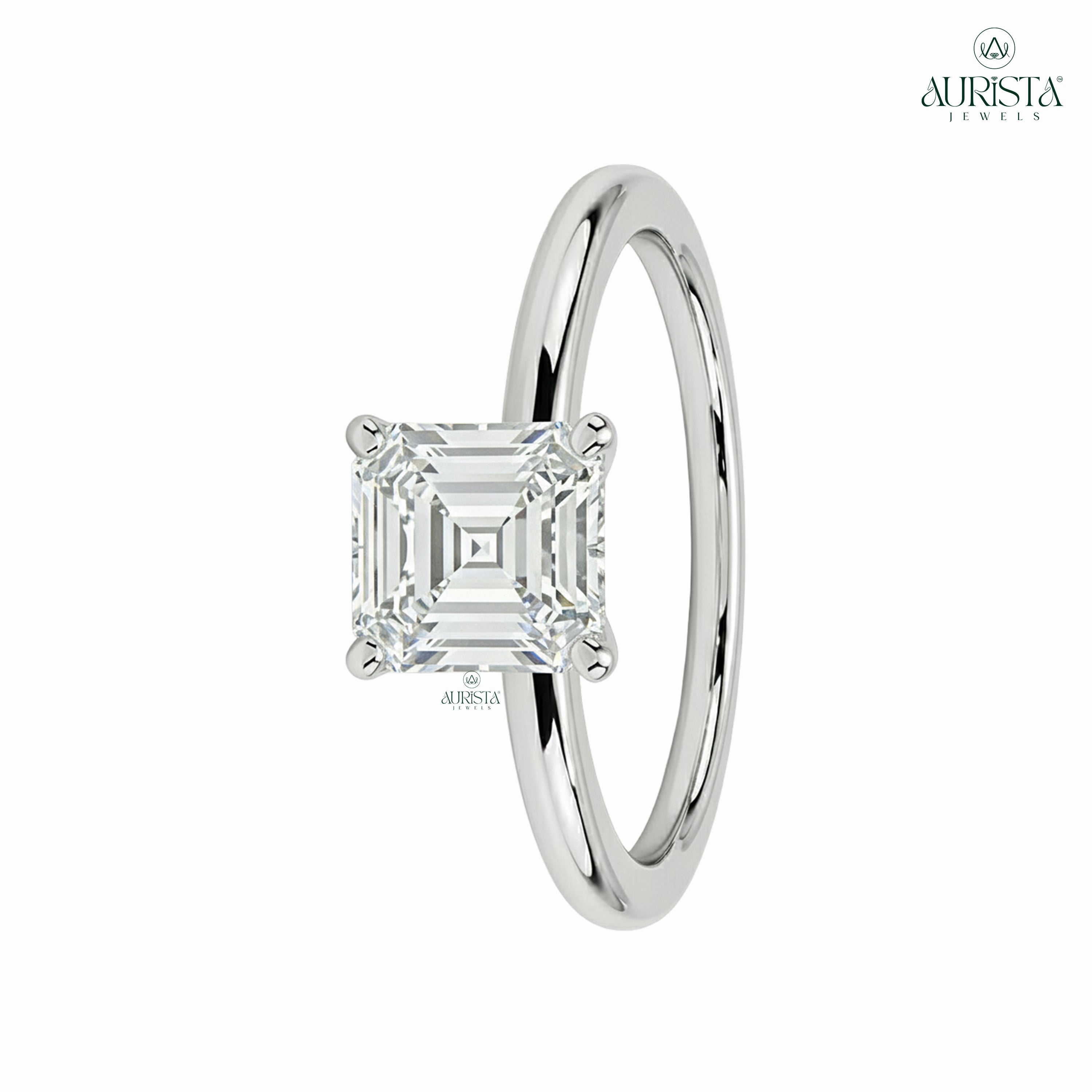 Forever Bound – White Gold Ring with Asscher Diamond