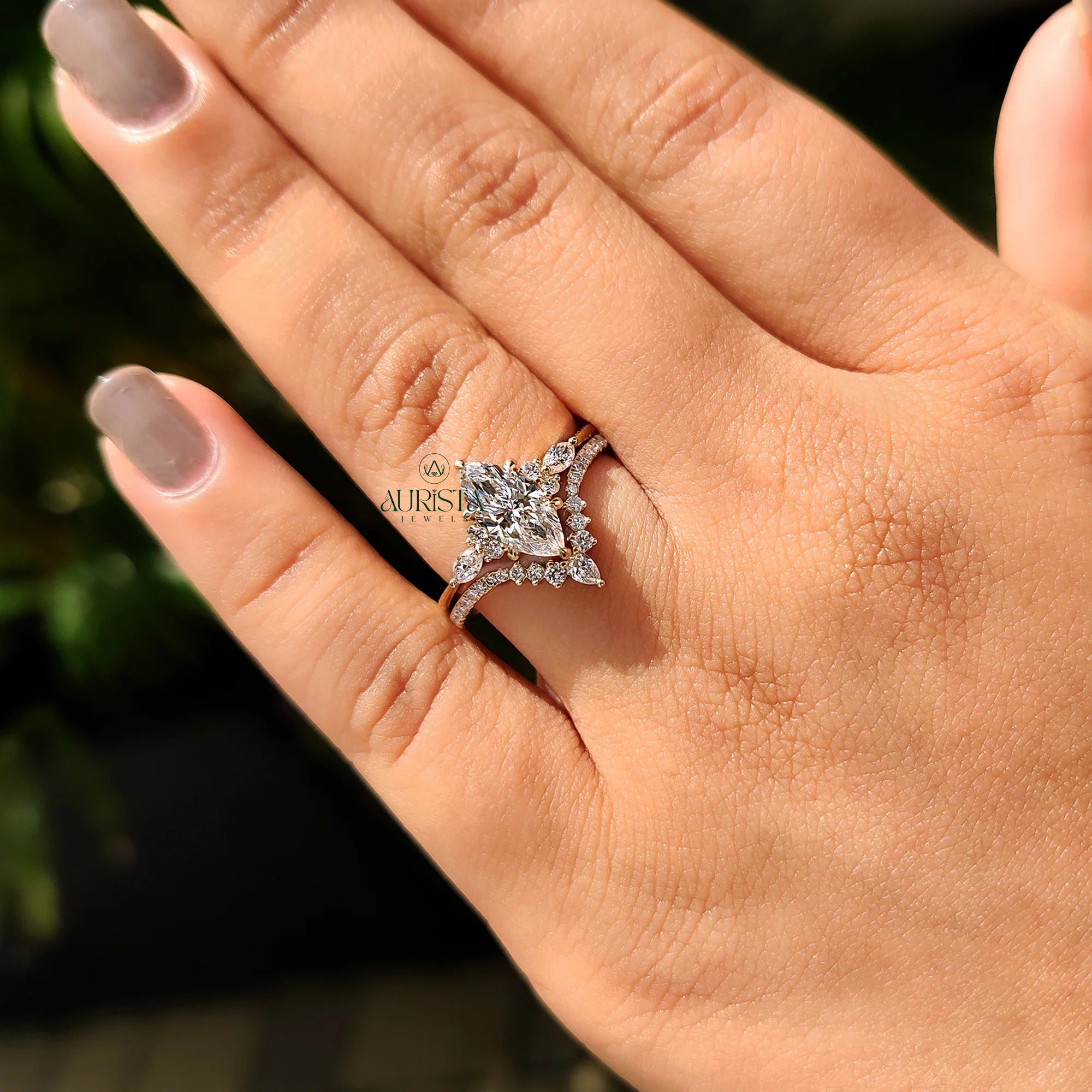 Celestia Marquise Diamond Bridal Set with Royal Pave Sparkle