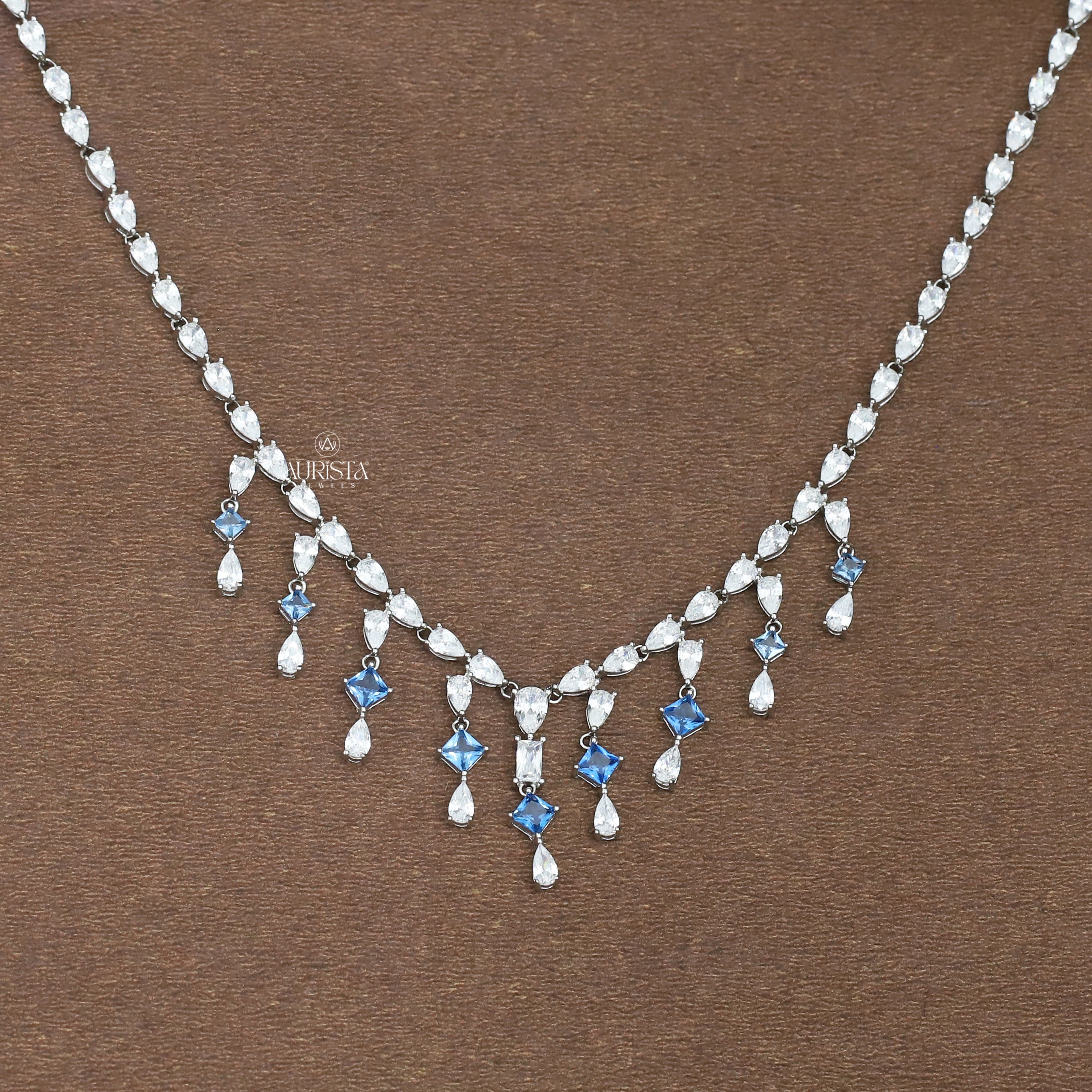 Pear Moissanite Necklace and Earring Set, Bridal Teardrop Statement Jewelry