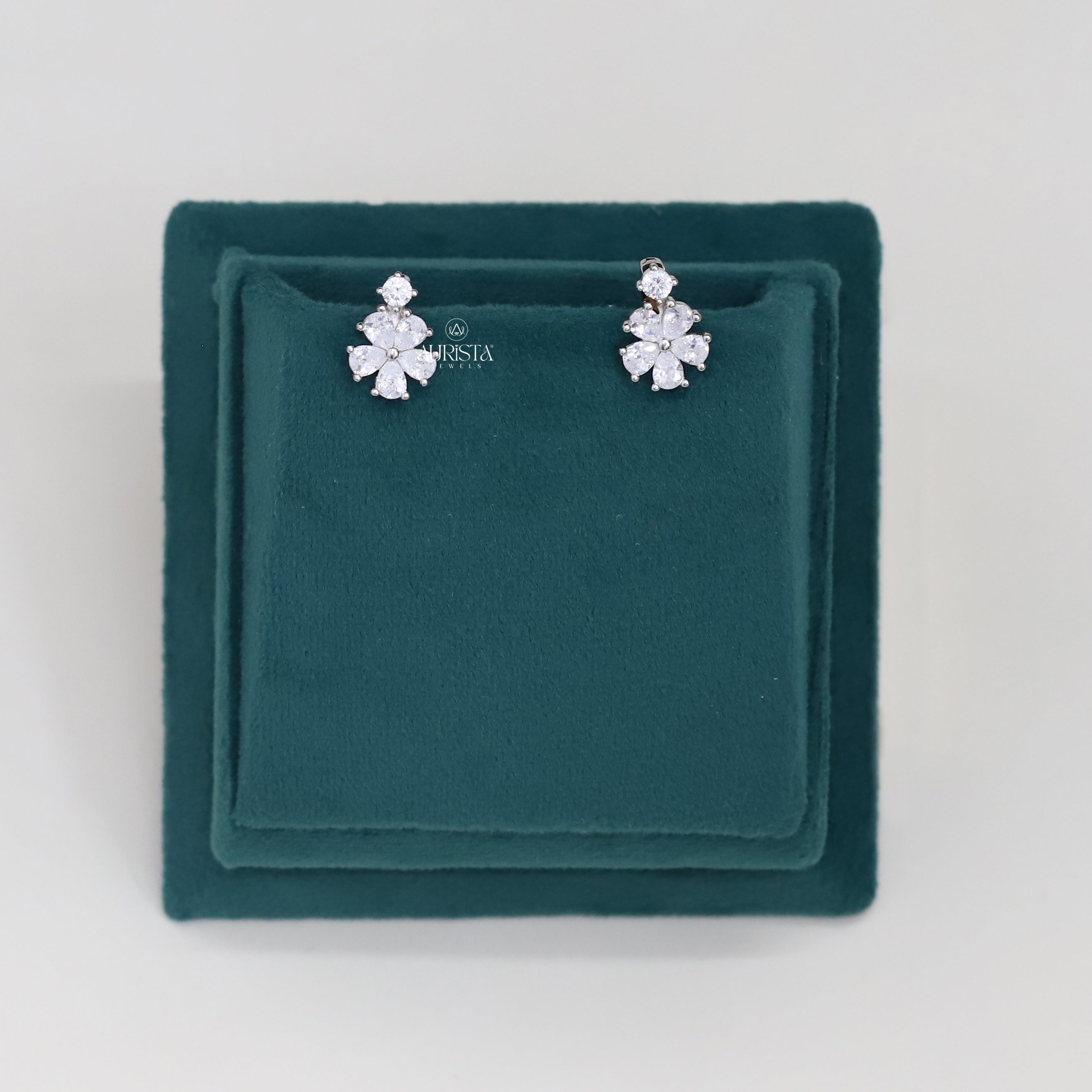 Necklace and Earring moissanite Set Elegant Flower Pendant Minimalist Floral Set
