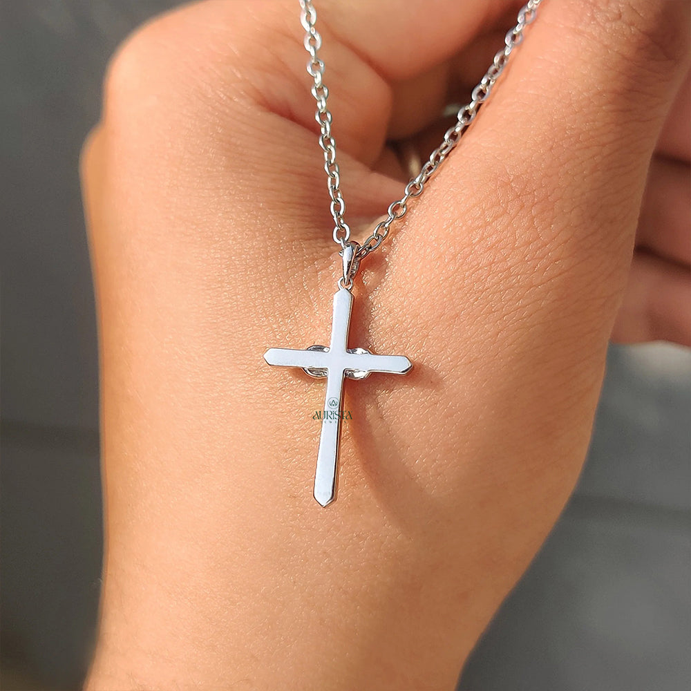 Radiant Grace Solitaire Pendant in White Gold